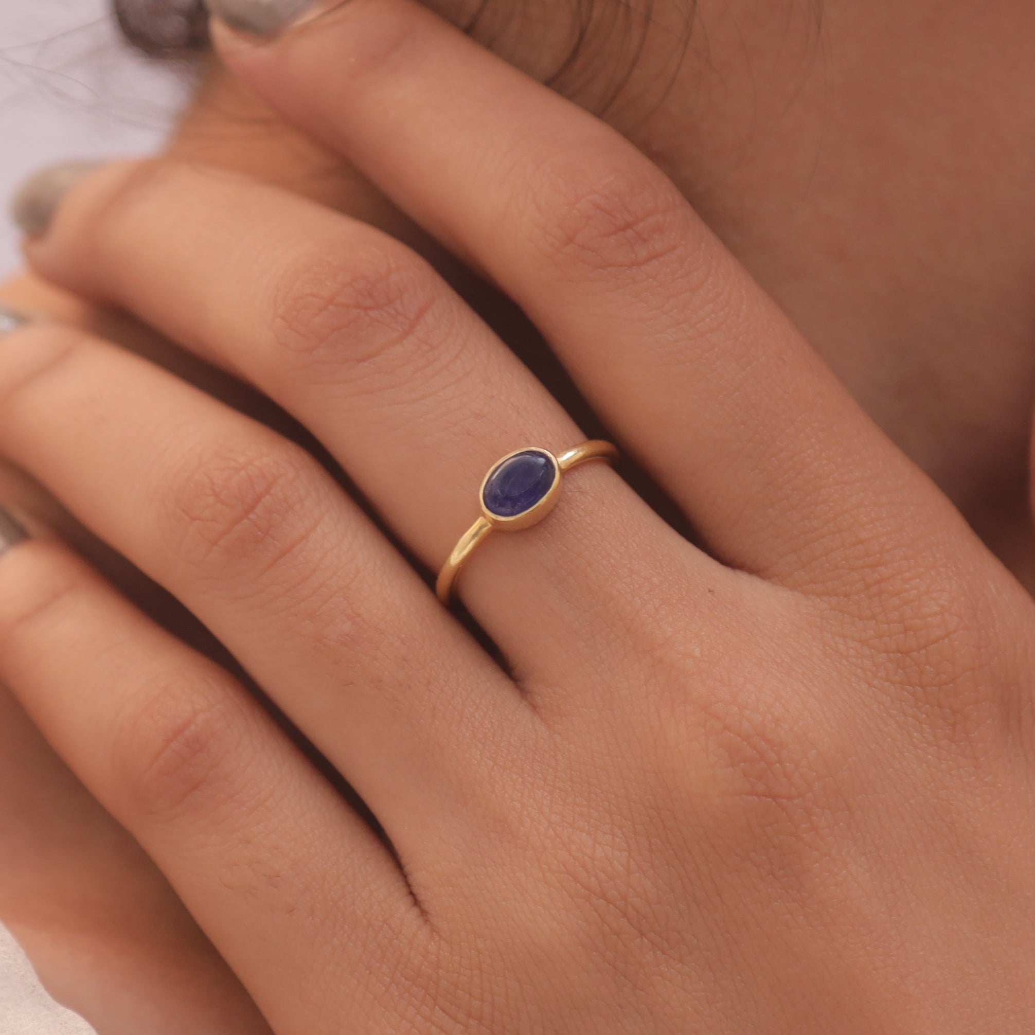 Tanzanite 18k Gold Plated Sterling Silver Ring