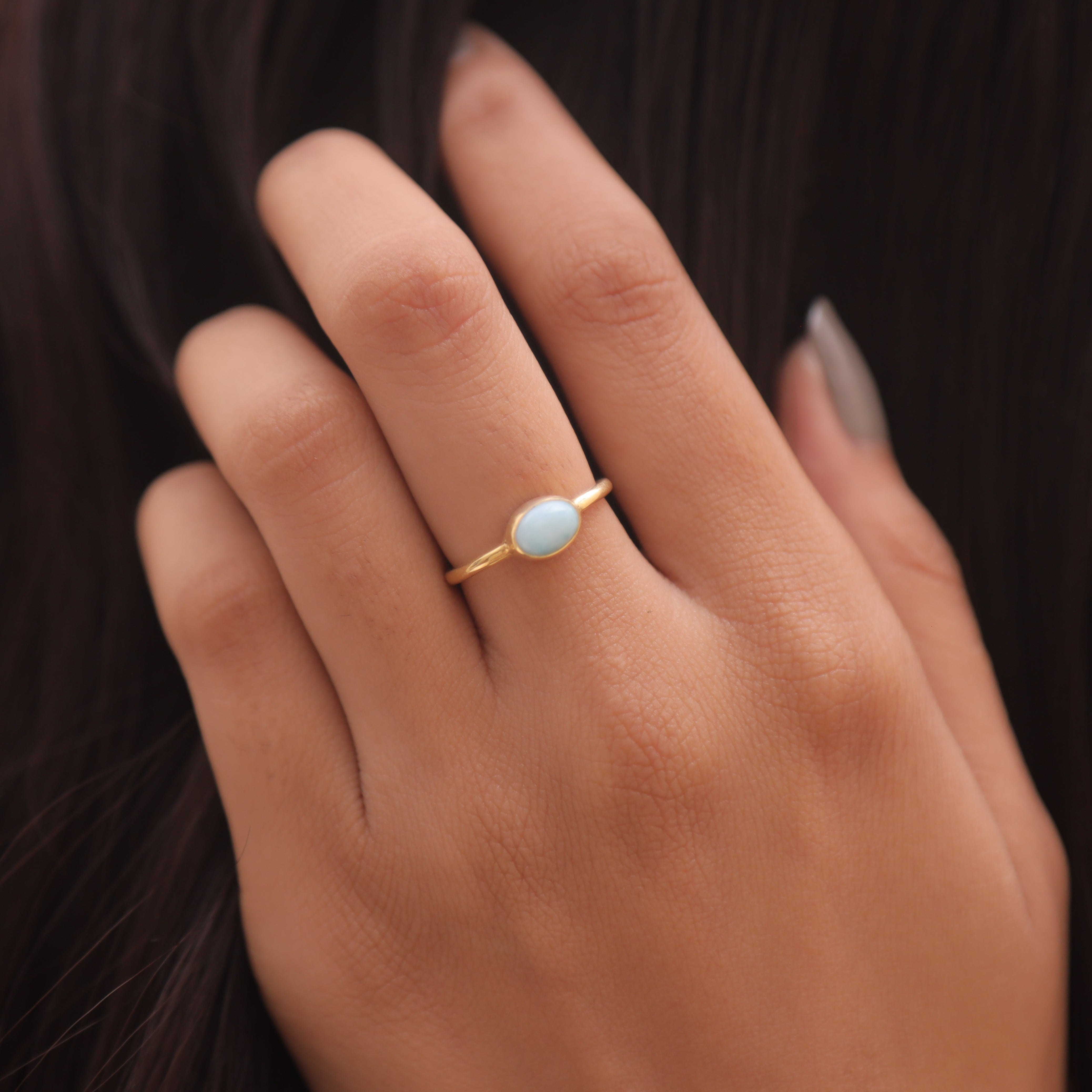 Larimar 18k Gold Plated Sterling Silver Ring