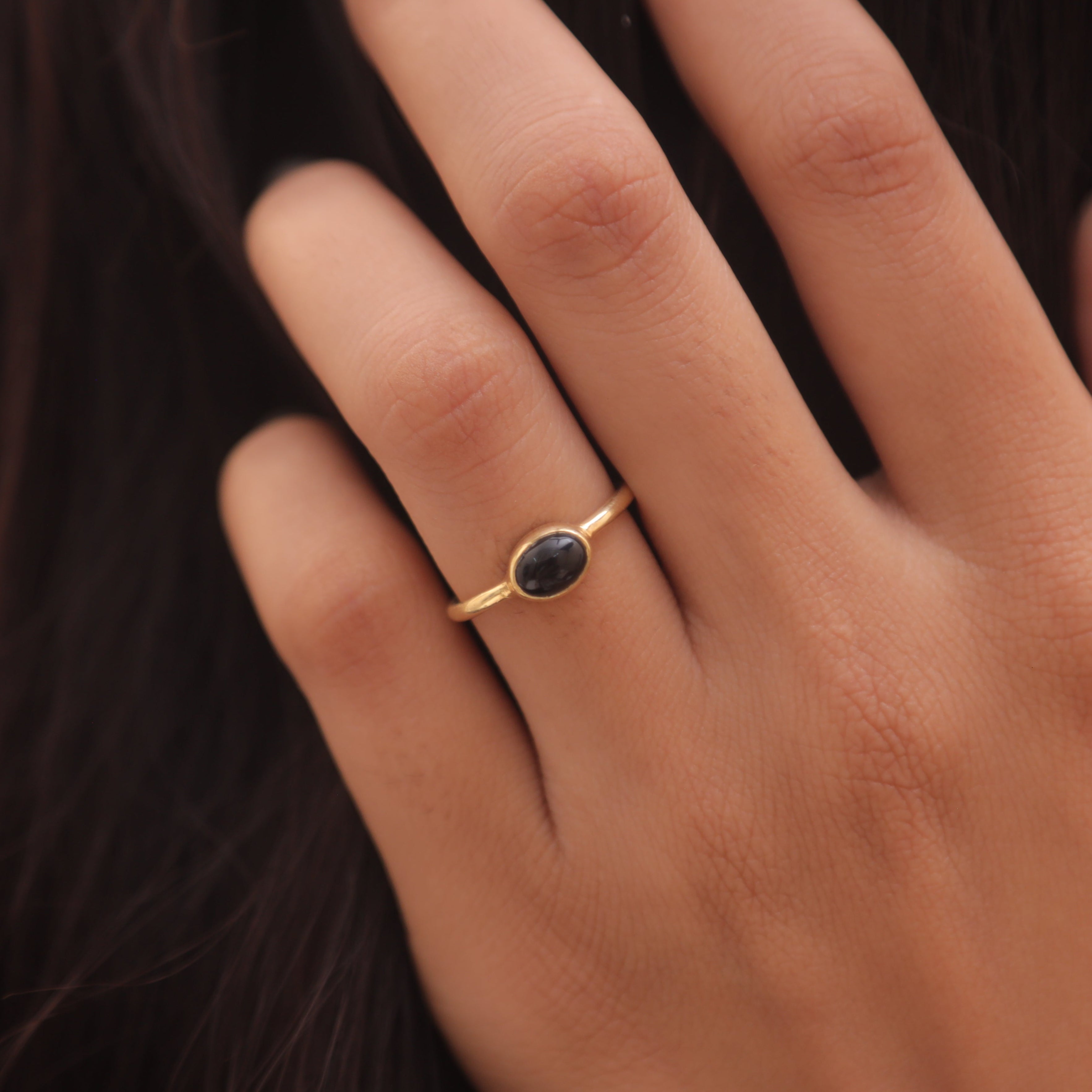 Black Onyx 18k Gold Plated Solid Sterling Silver Ring