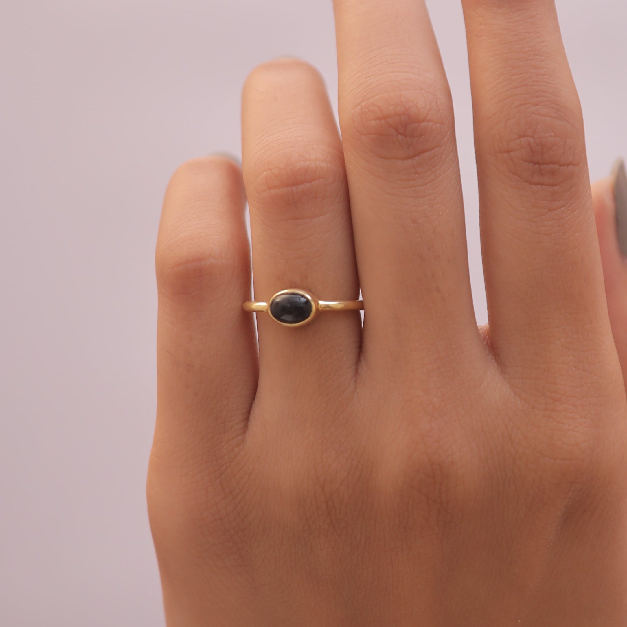 Black Onyx 18k Gold Plated Solid Sterling Silver Ring
