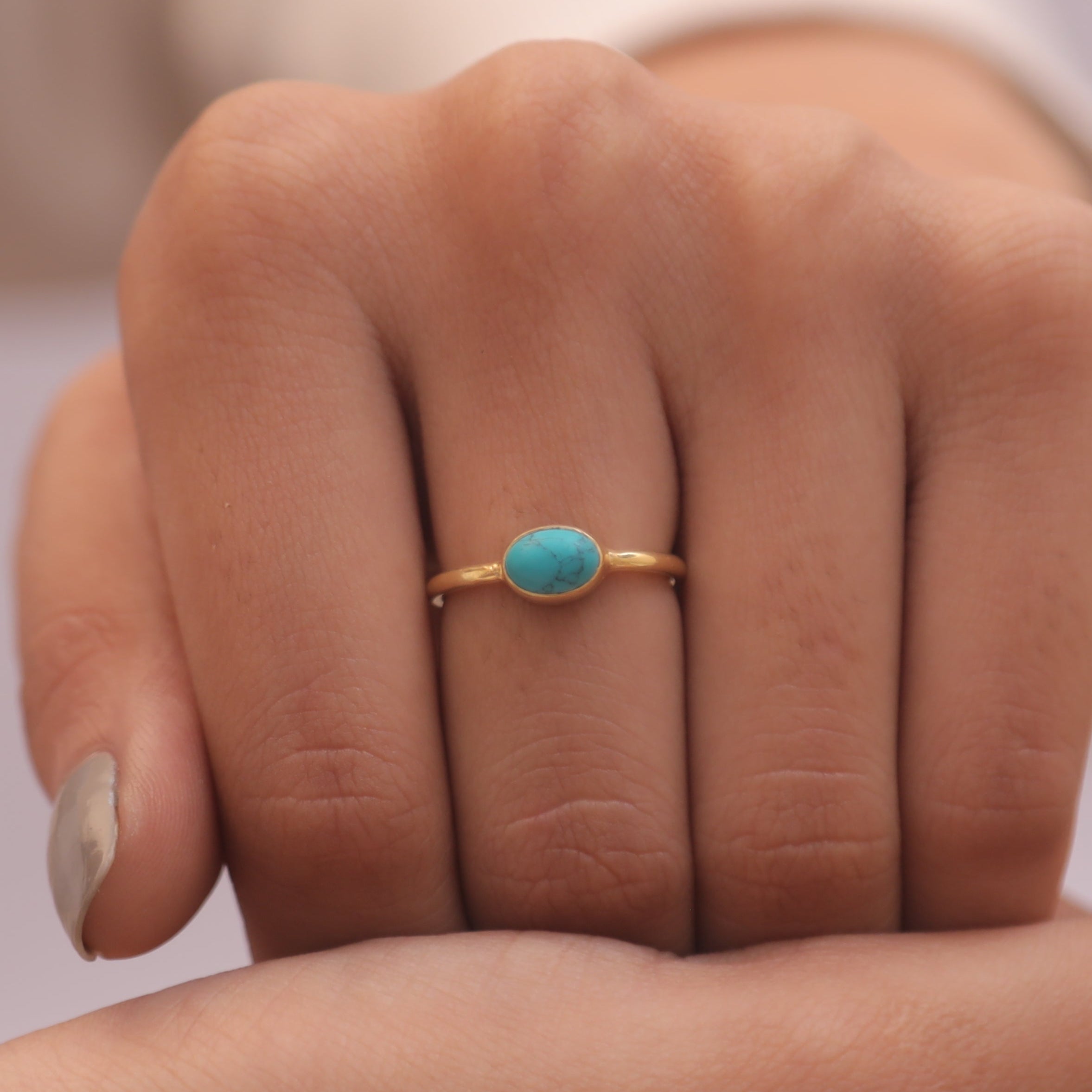 Arizona Turquoise 18k Gold Plated Solid Silver Ring