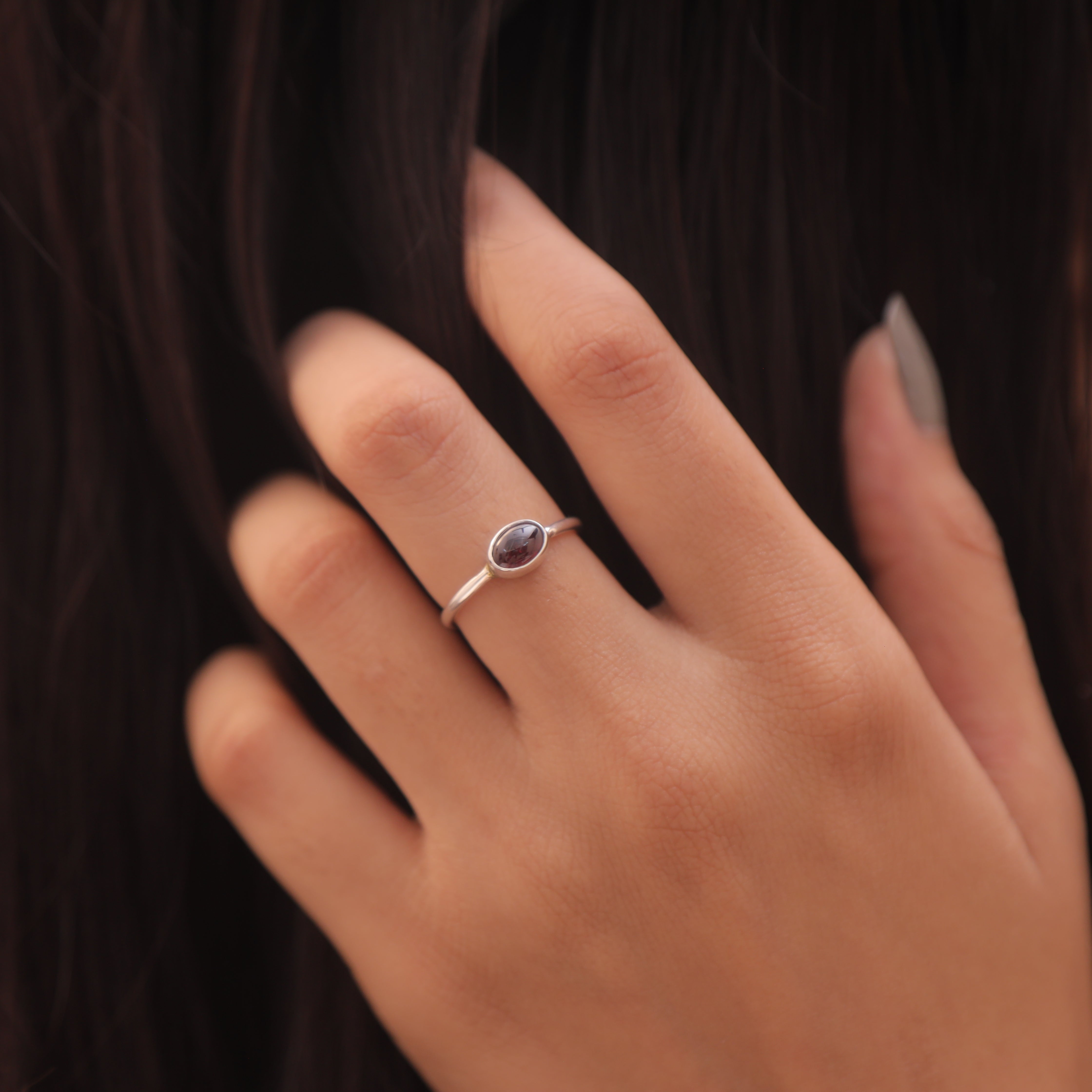 Garnet Sterling Silver Ring