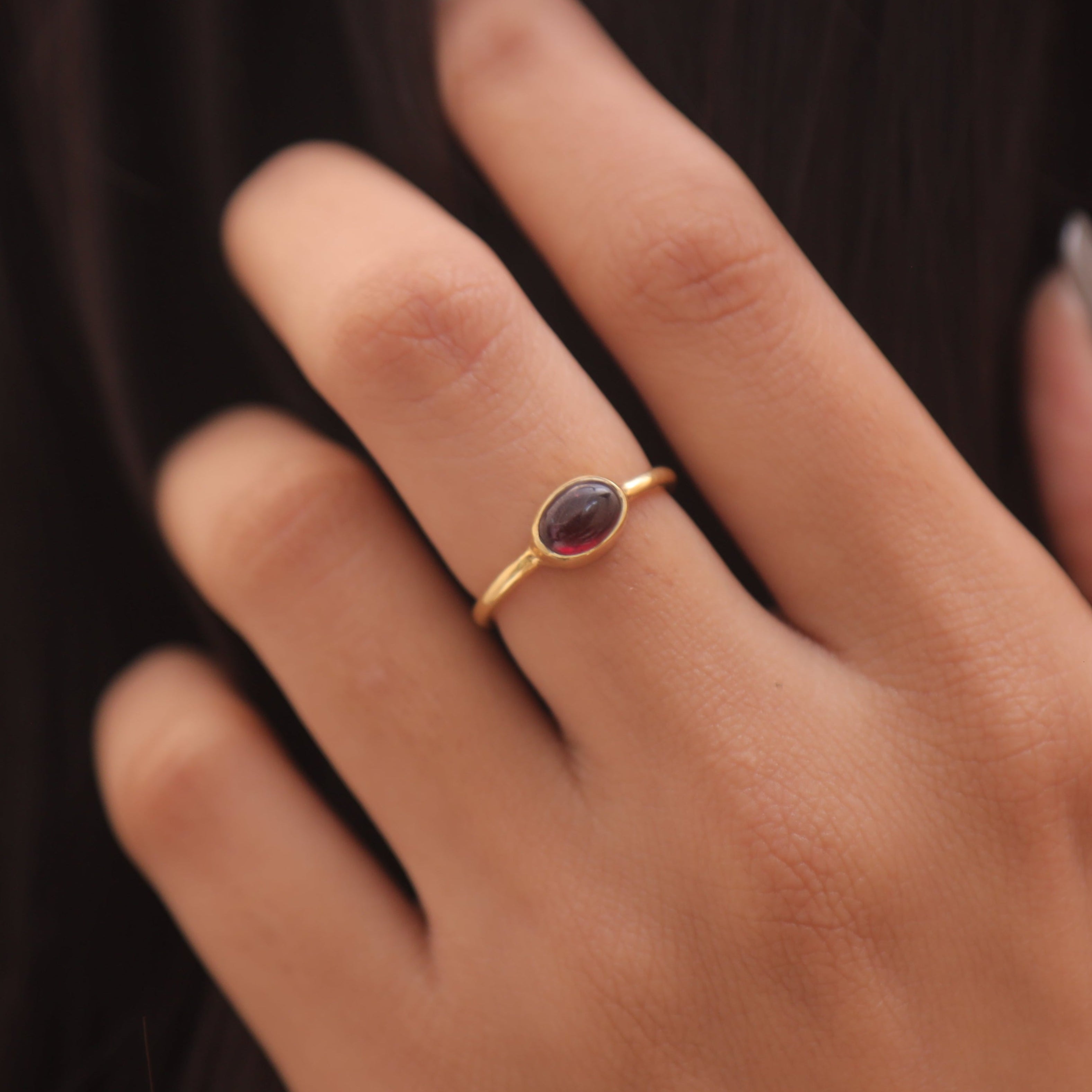 Garnet 18k Gold Plated Sterling Silver Ring