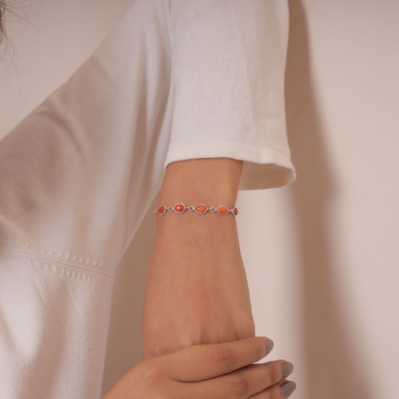 Pink Oyster Sterling Silver Bracelet