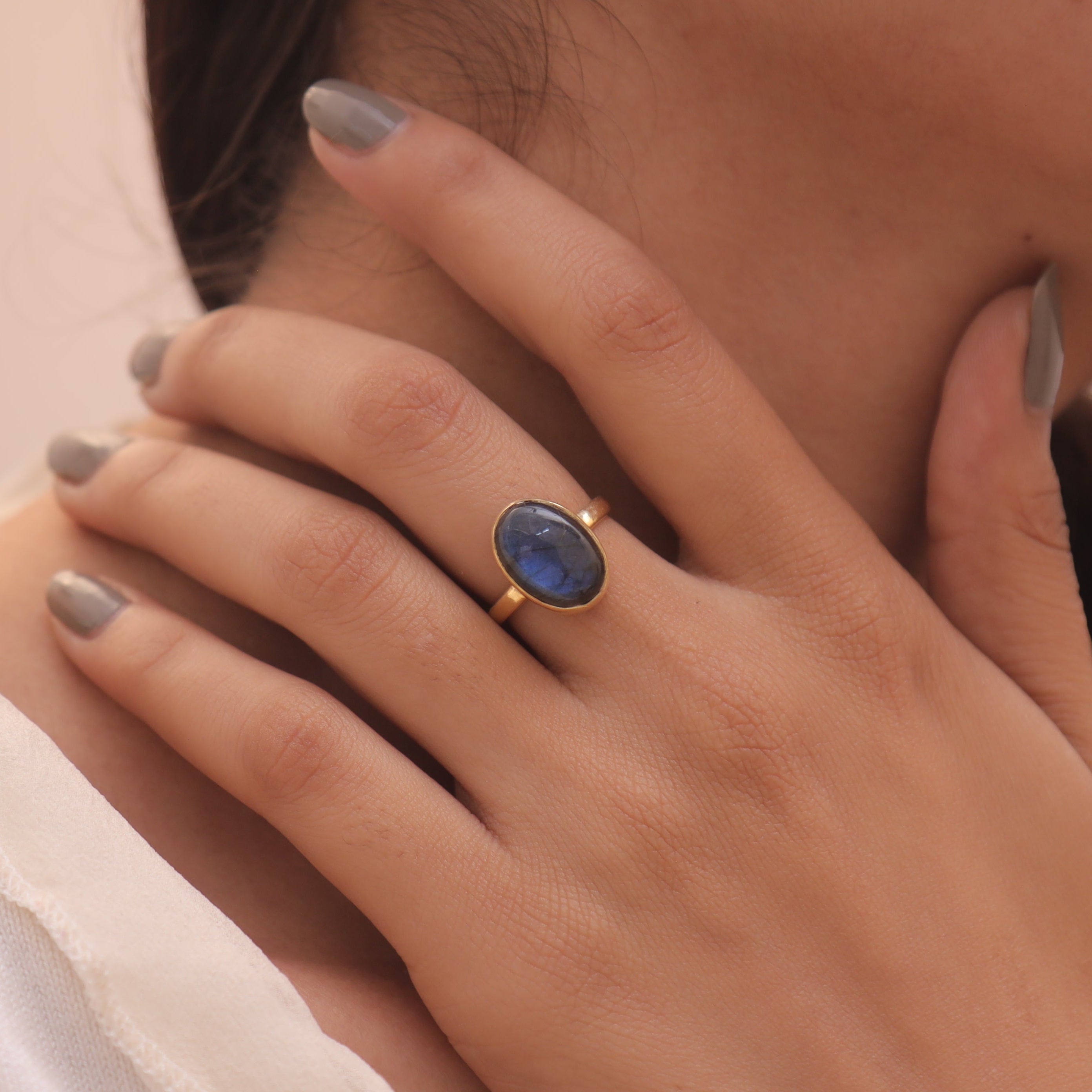 Labradorite 18k Gold Plated Sterling Silver Ring