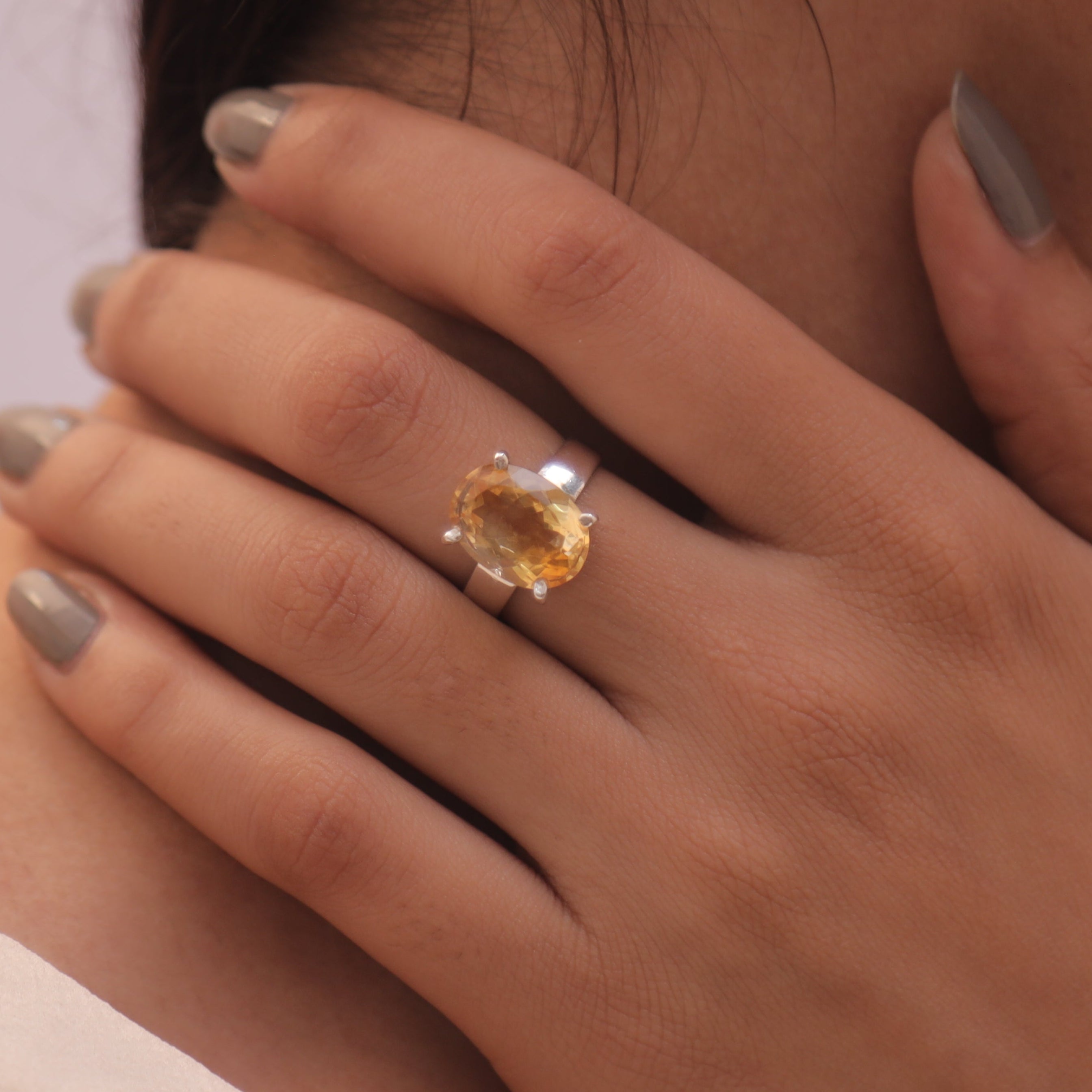 Cut Citrine Sterling Silver Ring