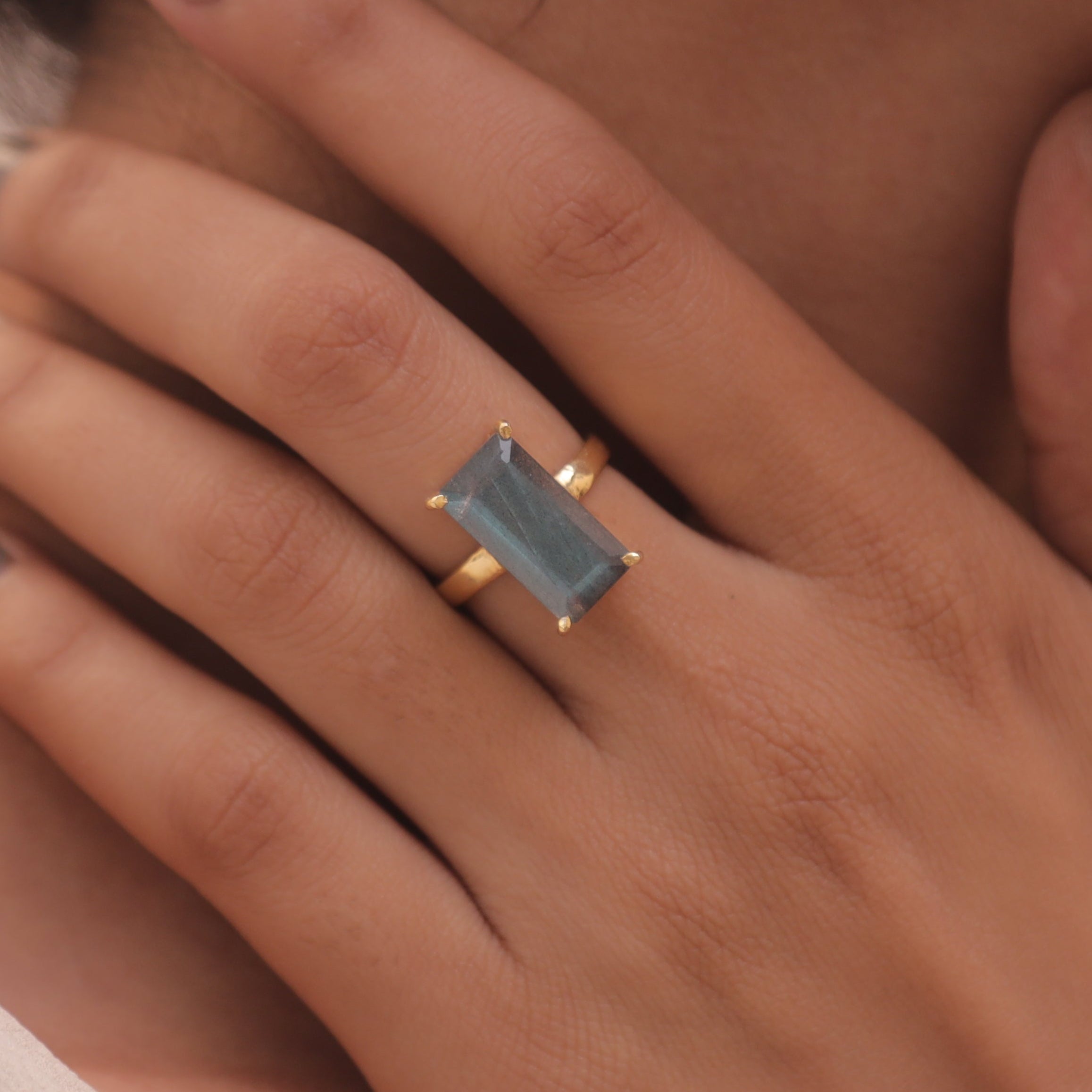 Labradorite 18k Gold Plated Sterling Silver Ring