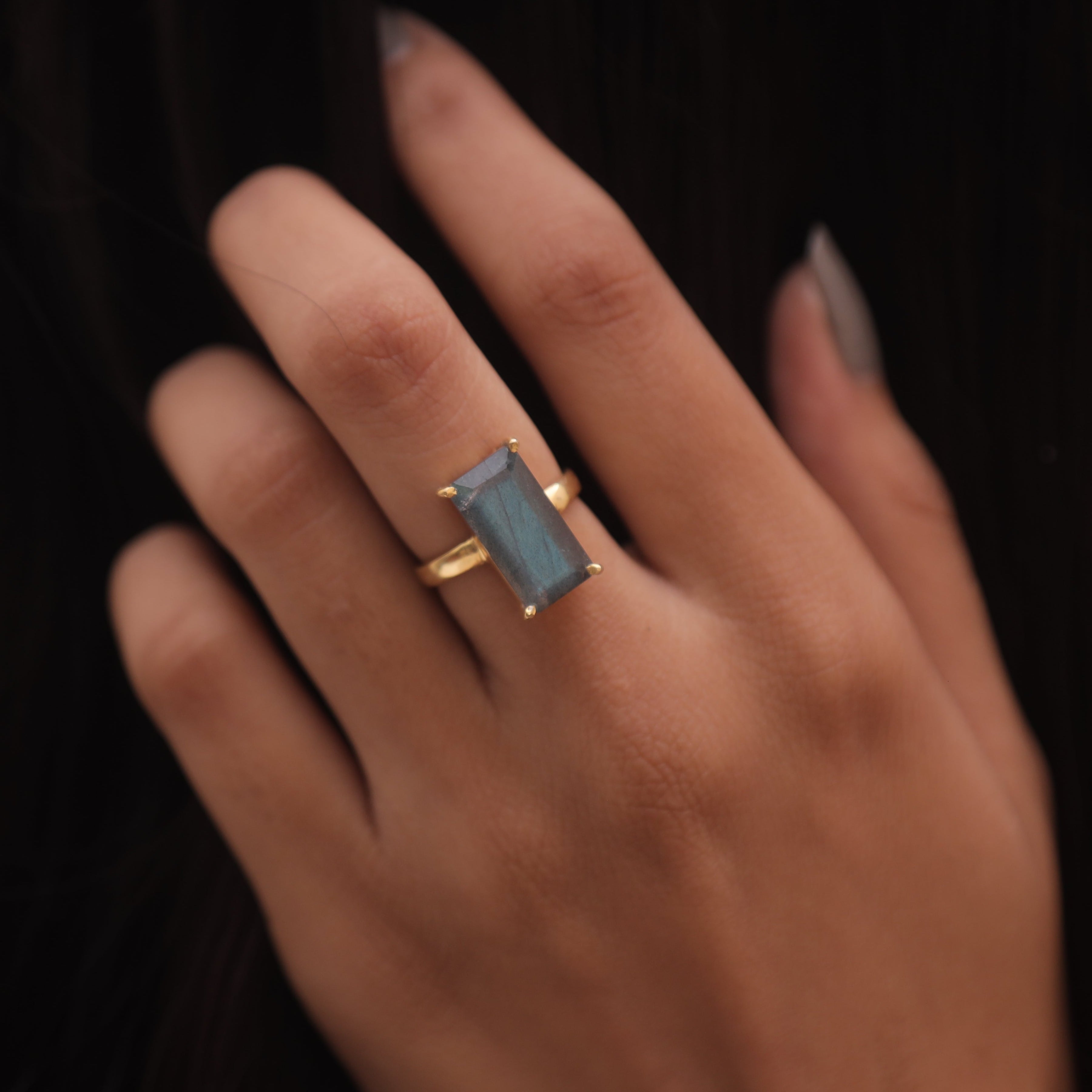 Labradorite 18k Gold Plated Sterling Silver Ring