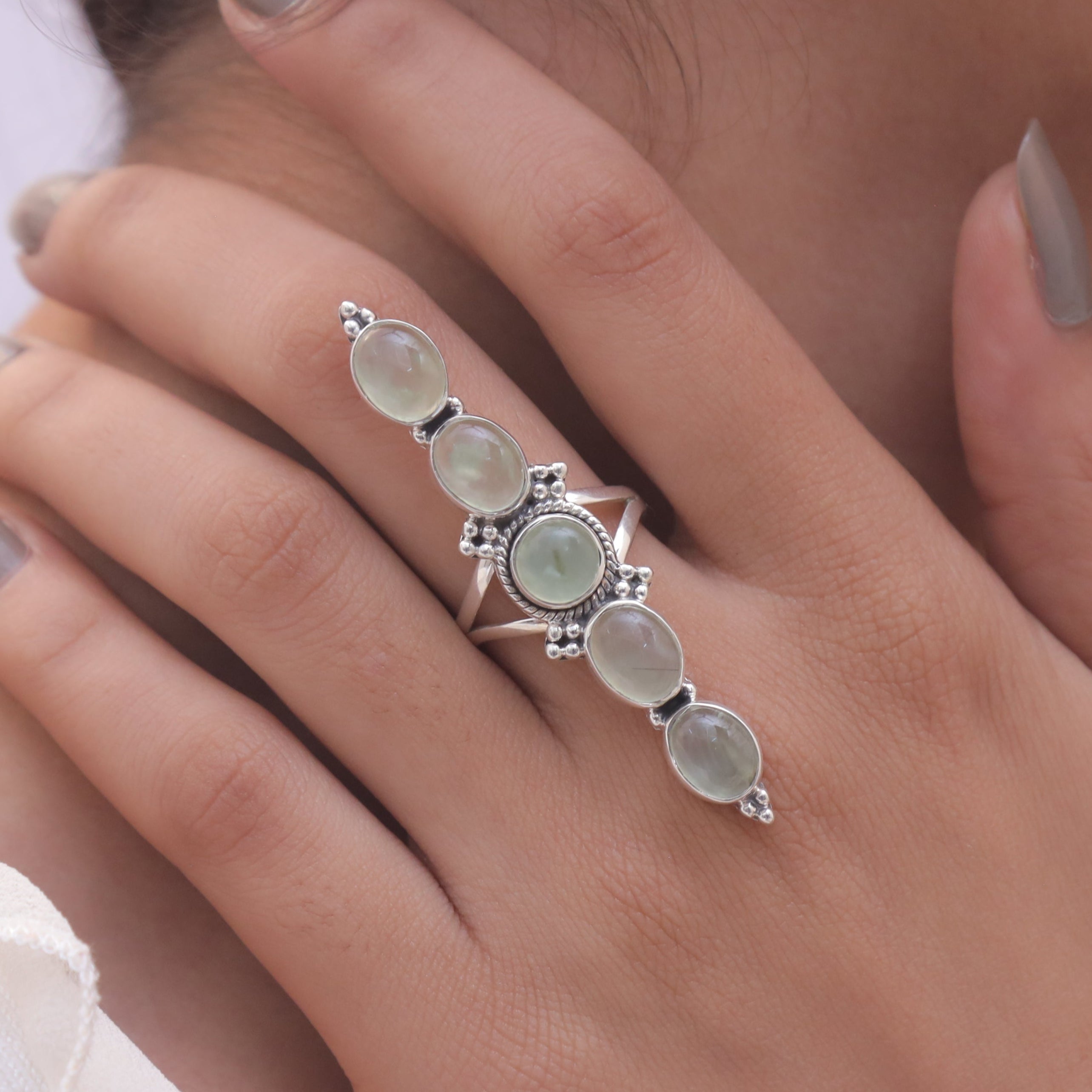 Prehnite Sterling Silver Ring