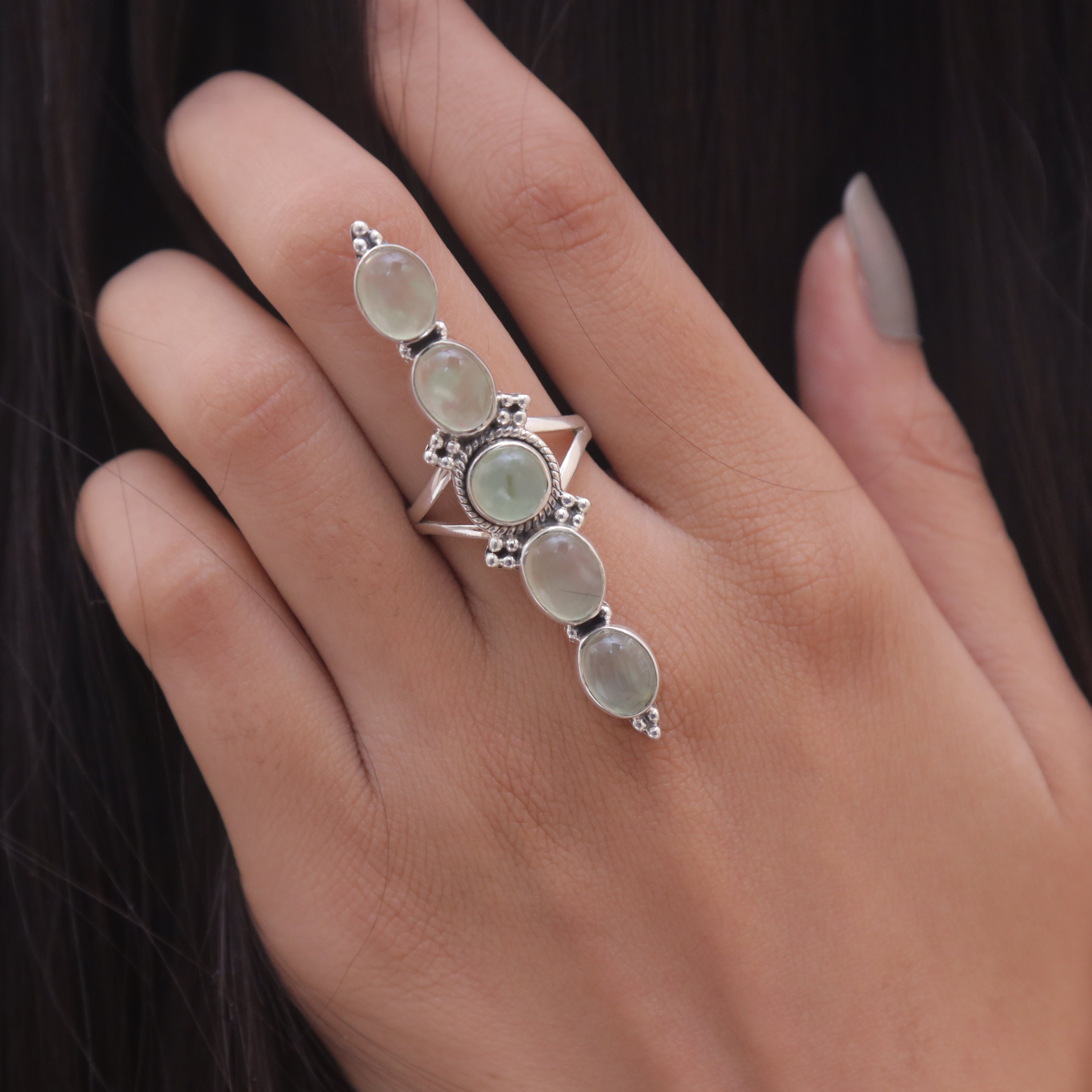 Prehnite Sterling Silver Ring