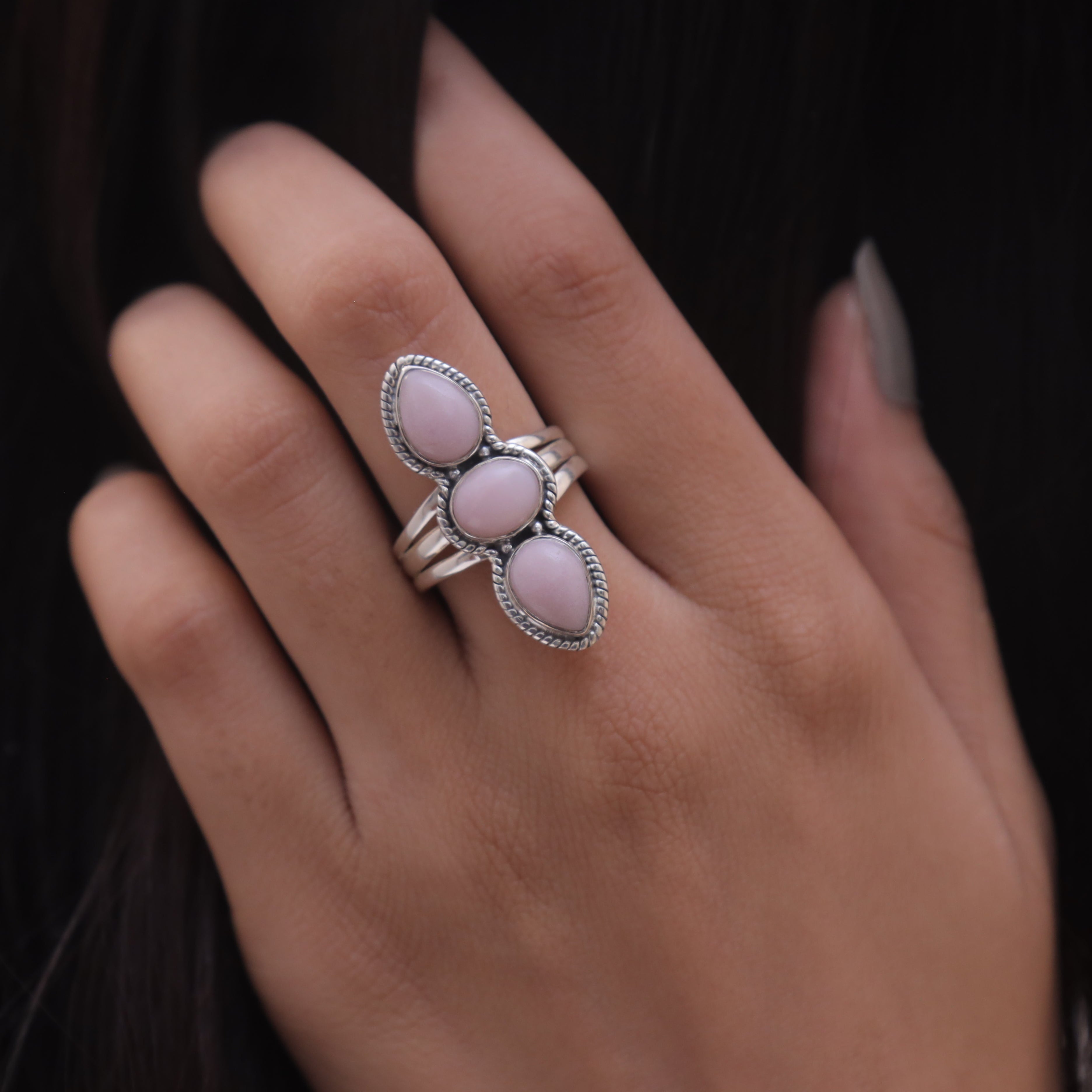 Pink Opal Sterling Silver Ring
