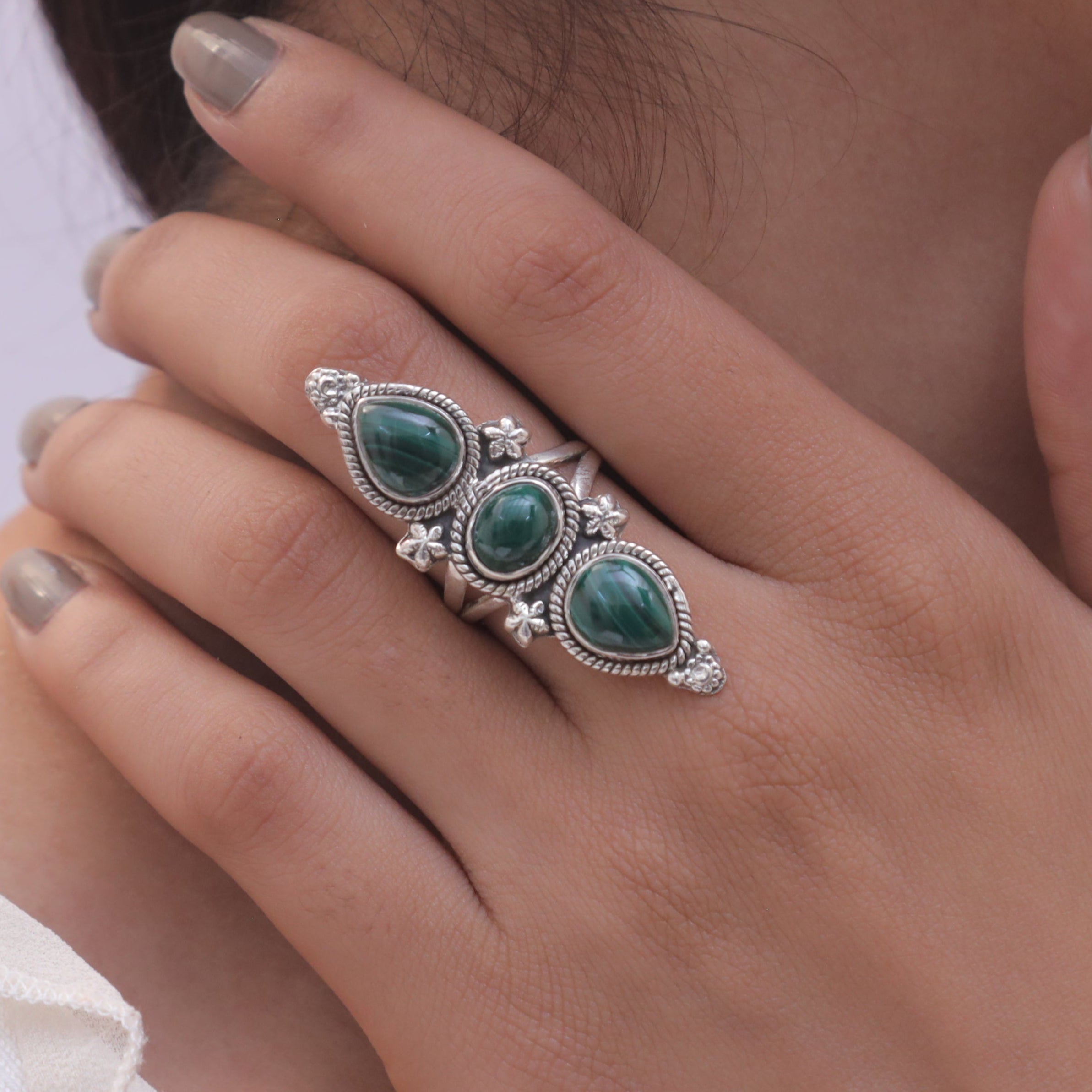 Malachite Sterling Silver Ring