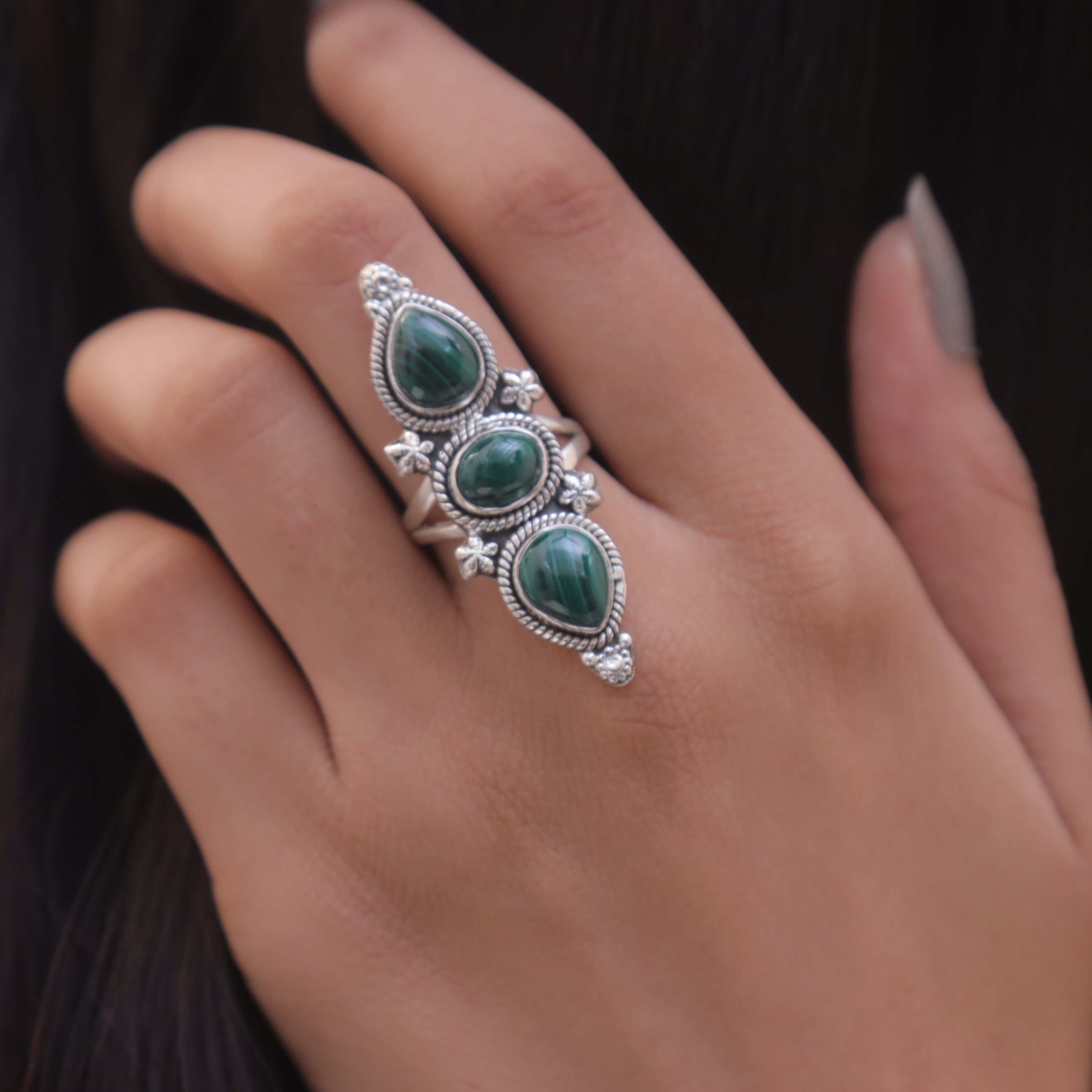 Malachite Sterling Silver Ring