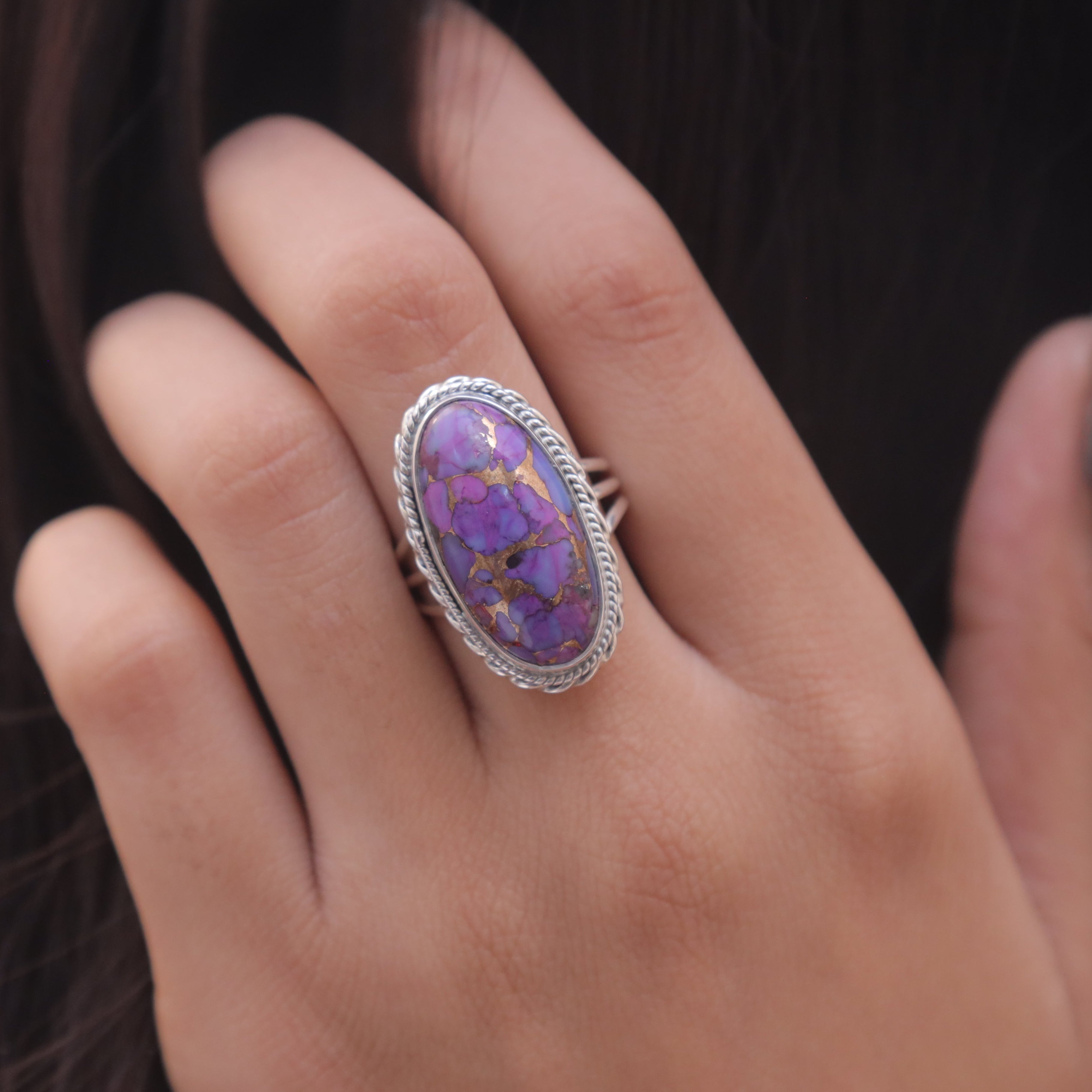 Purple Copper Turquoise Sterling Silver Ring