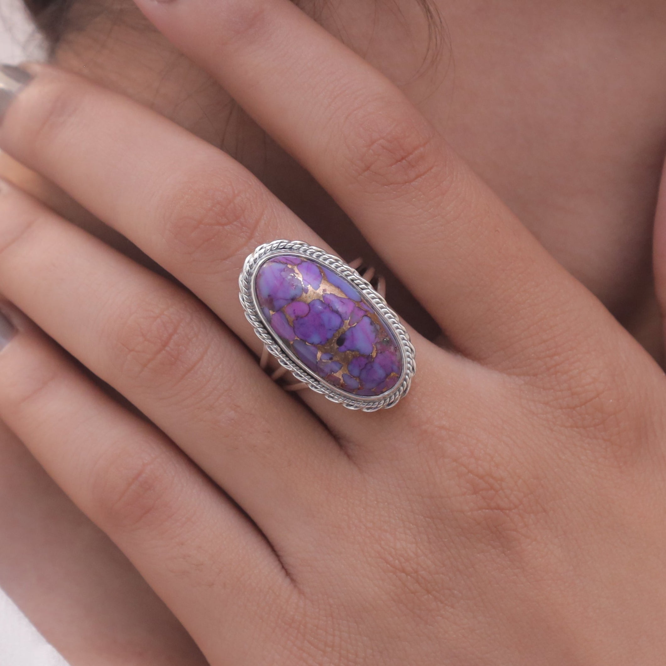 Purple Copper Turquoise Sterling Silver Ring