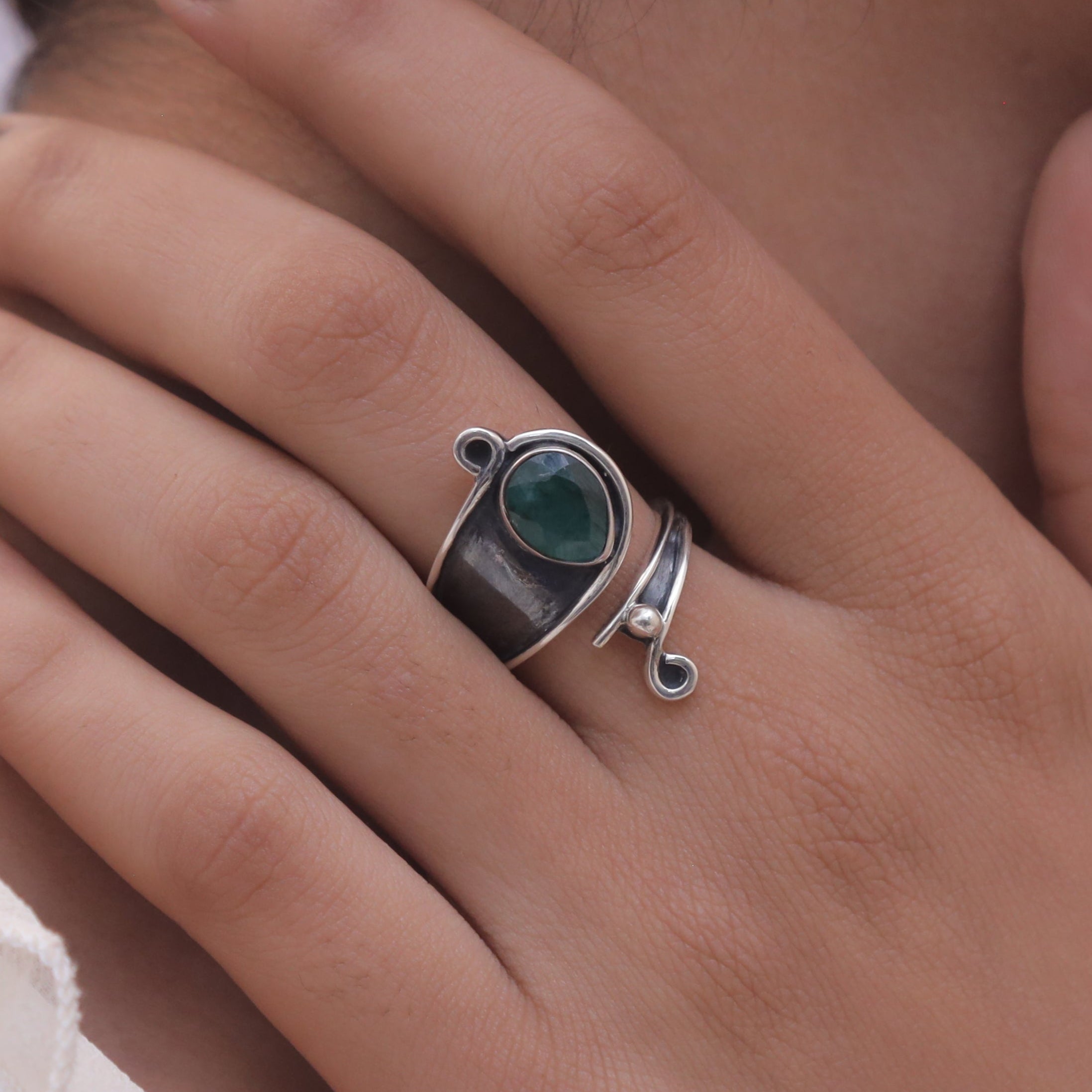 Emerald Sterling Silver Ring