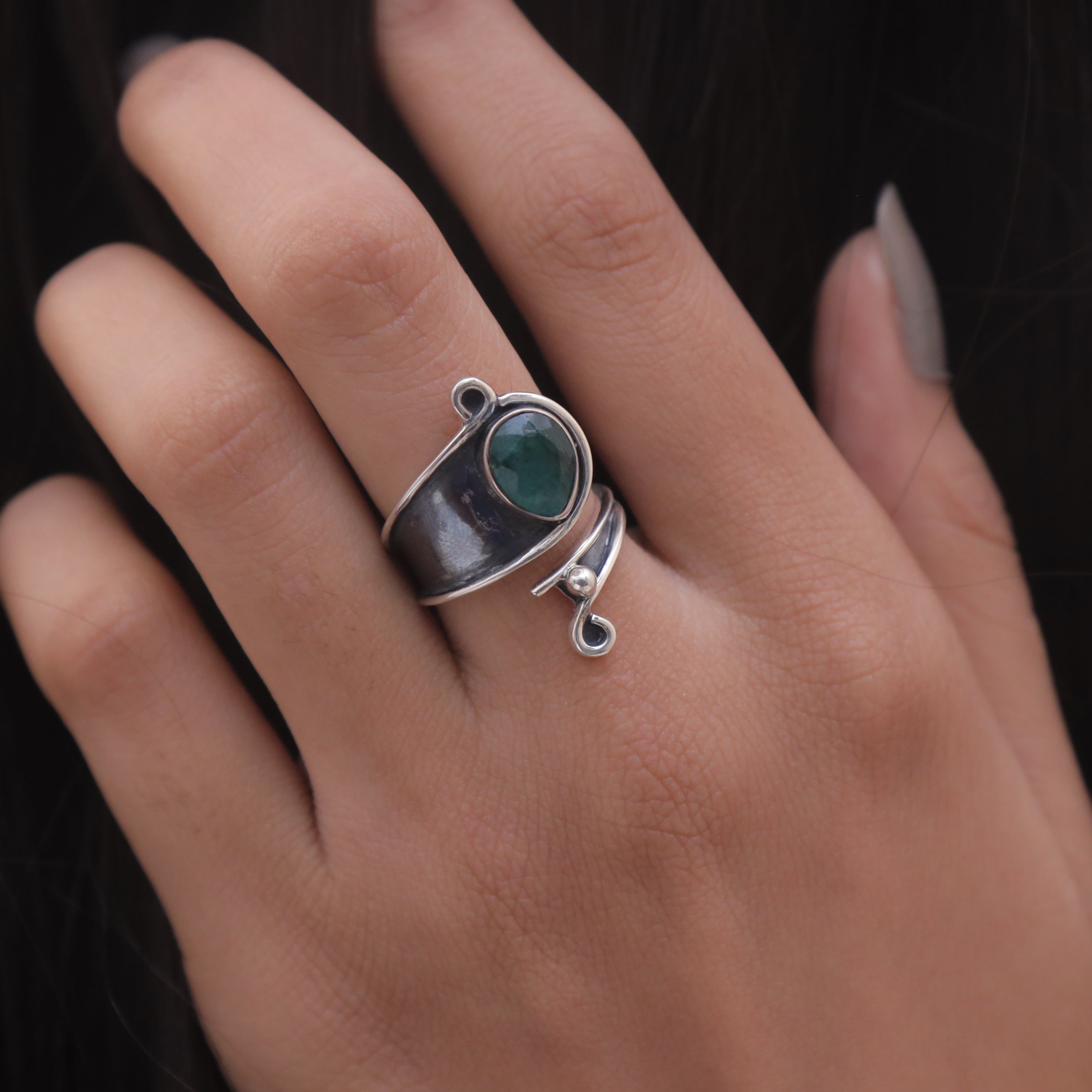Emerald Sterling Silver Ring