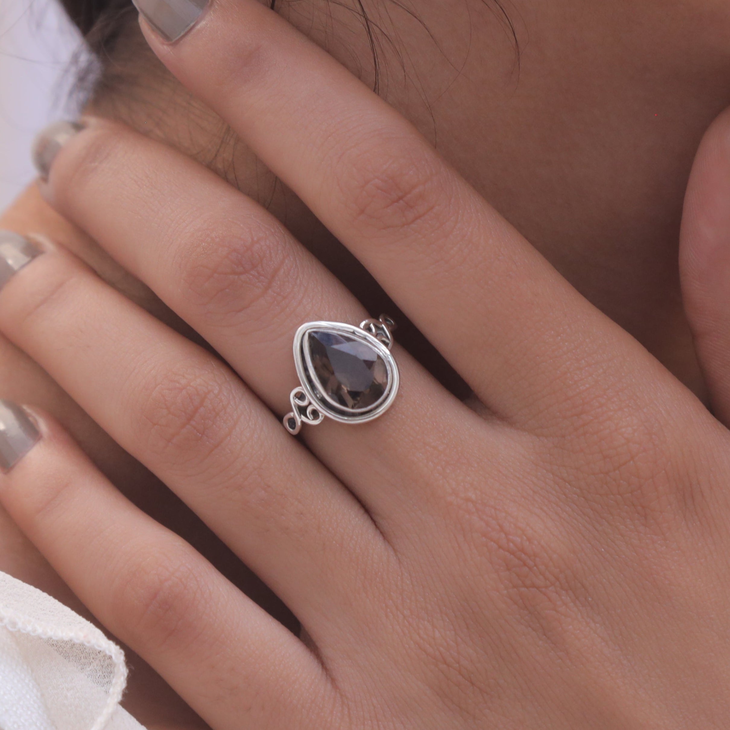 Cut Smoky Topaz Sterling Silver Ring