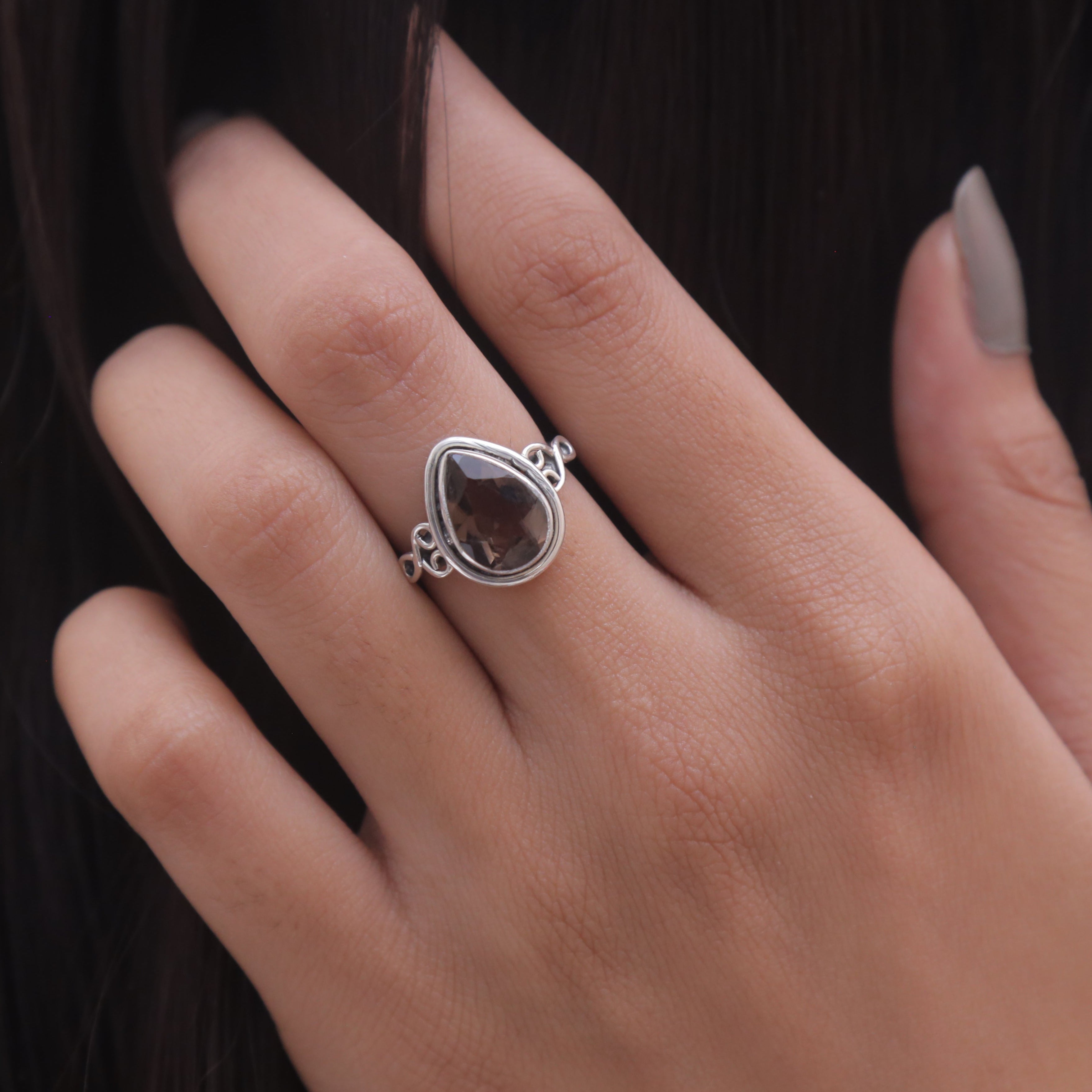 Cut Smoky Topaz Sterling Silver Ring