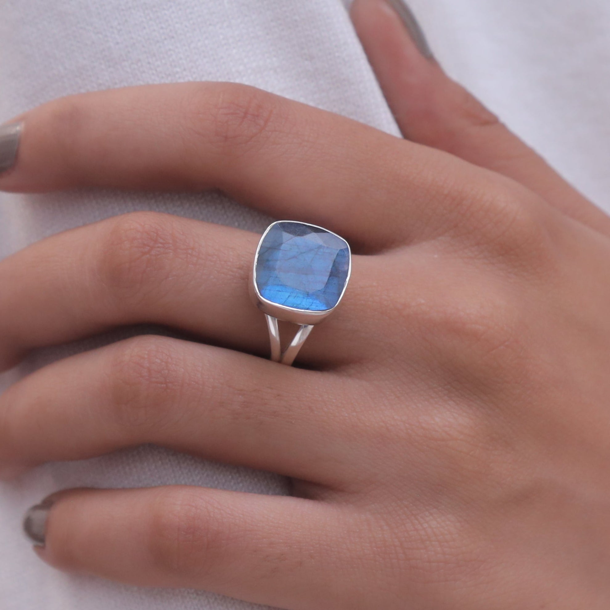 Cut Labradorite Sterling Silver Ring