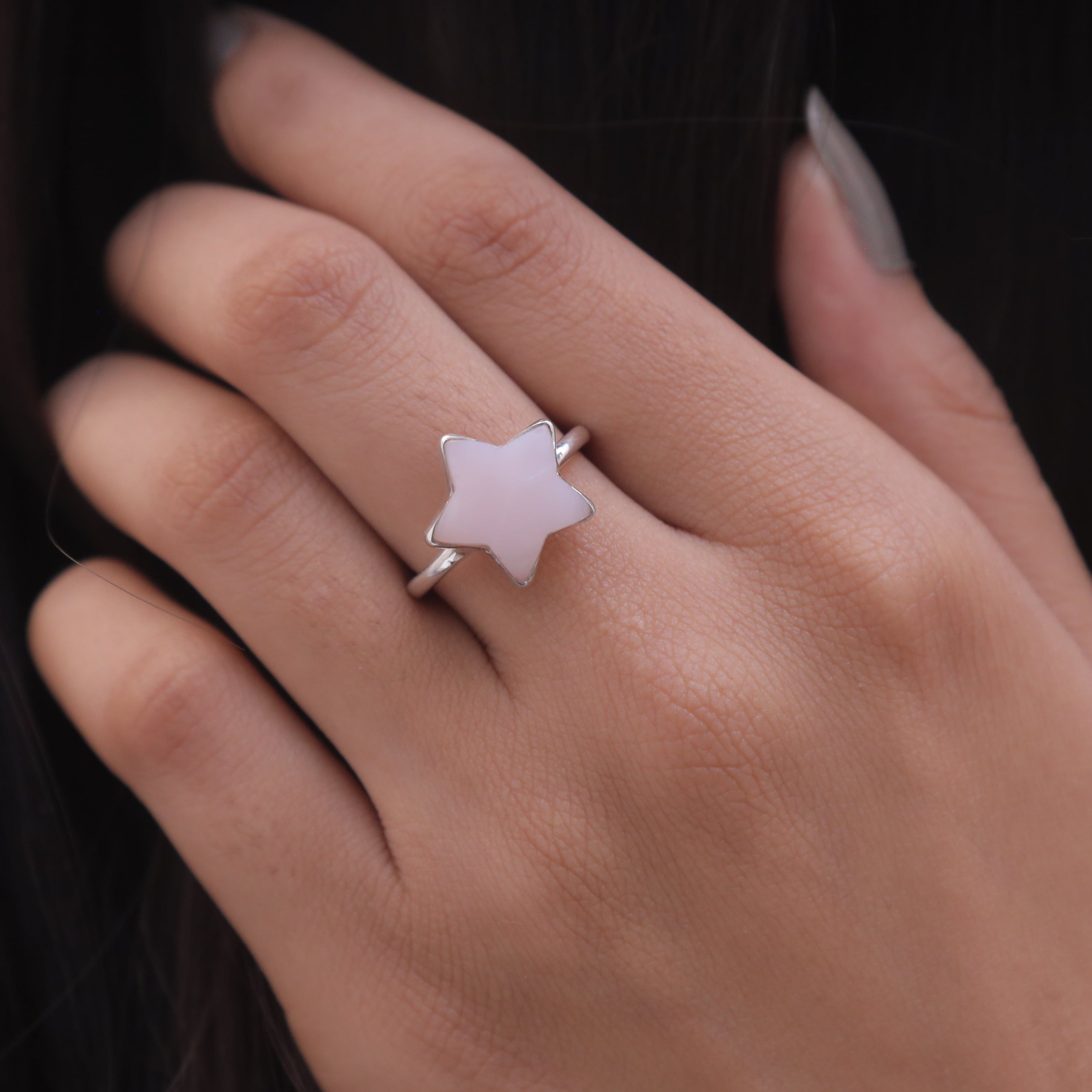 Pink Opal Sterling Silver Ring