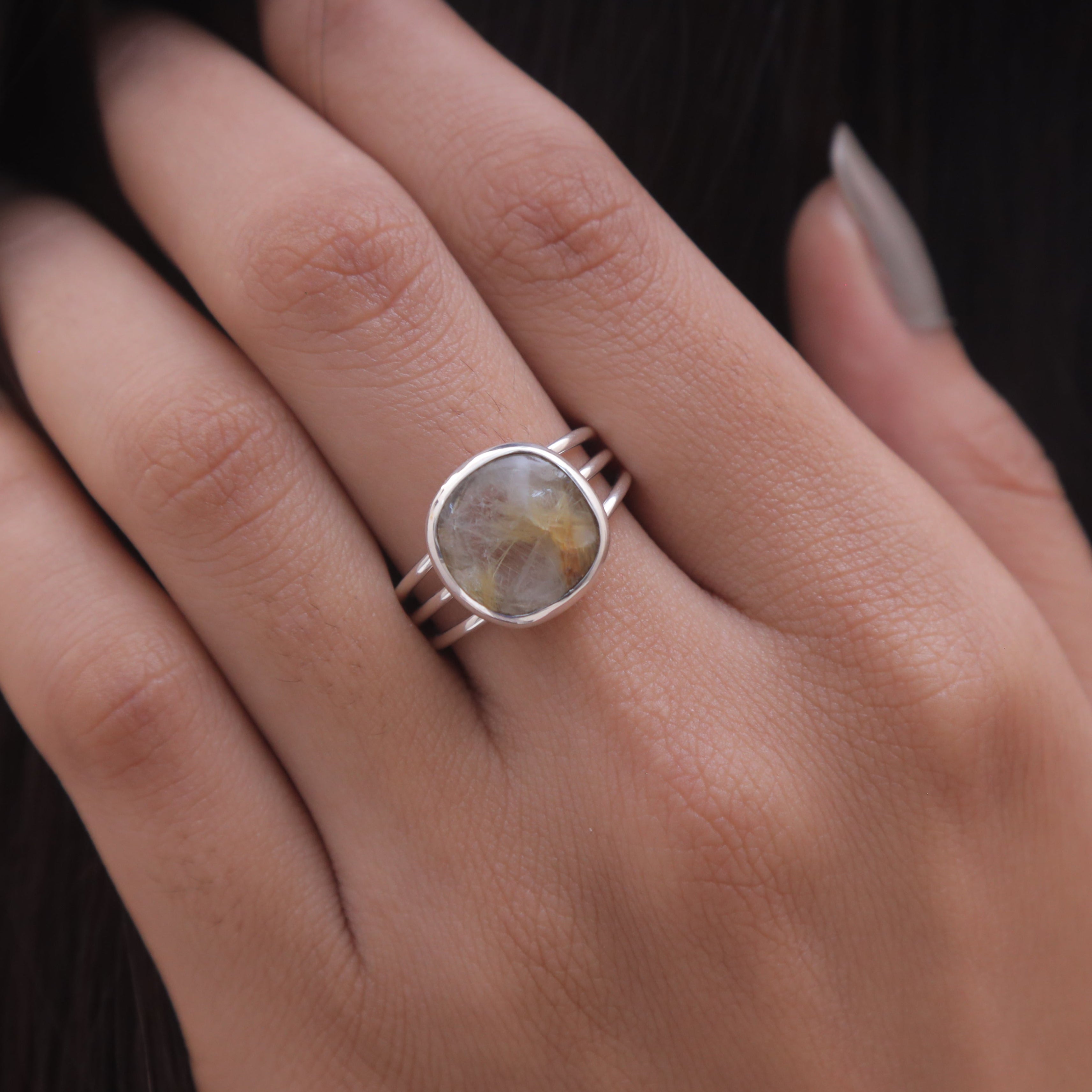 Golden Rutile Sterling Silver Ring
