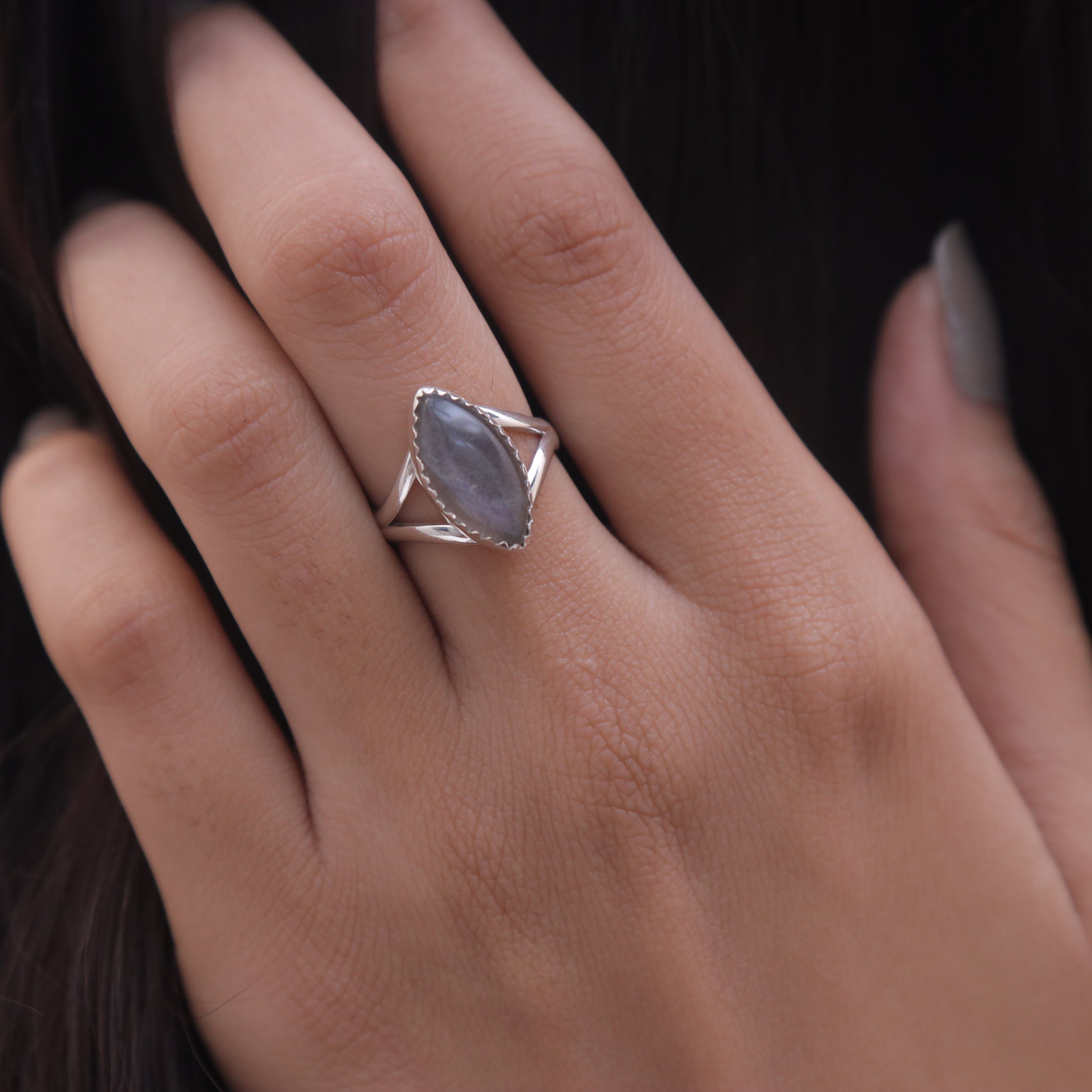 Purple Labradorite Sterling Silver Ring