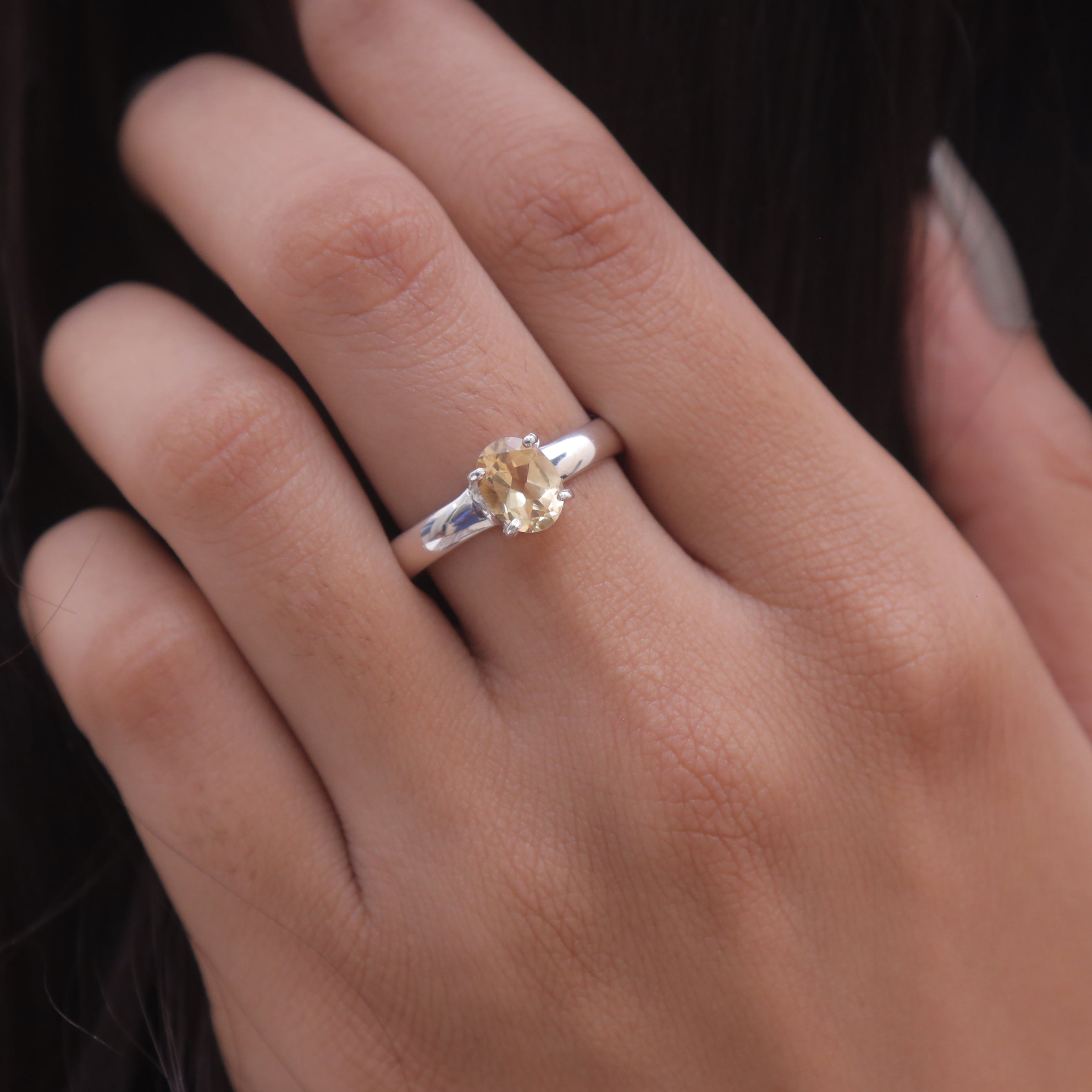 Cut Citrine Sterling Silver Ring
