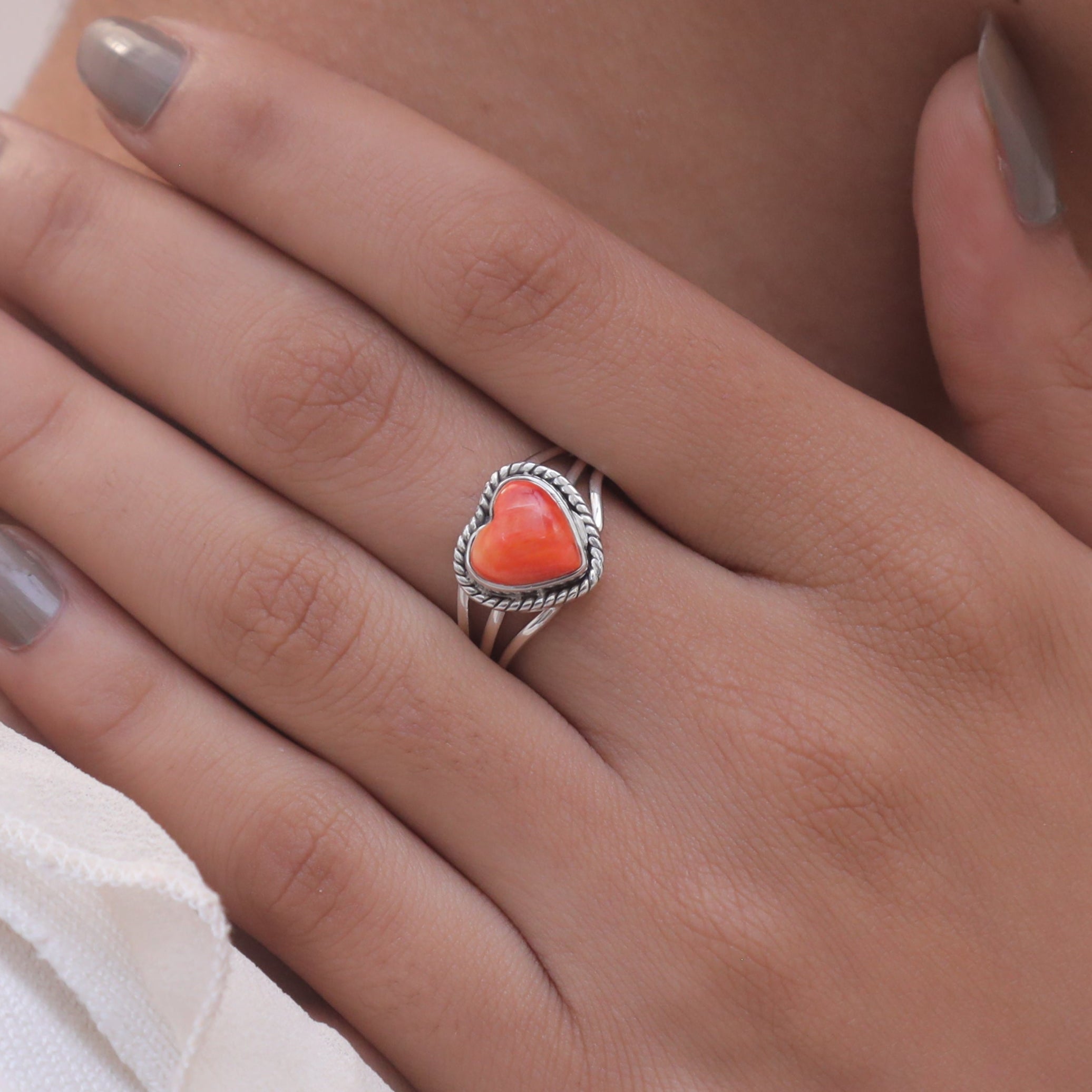 Sponge Coral Sterling Silver Ring
