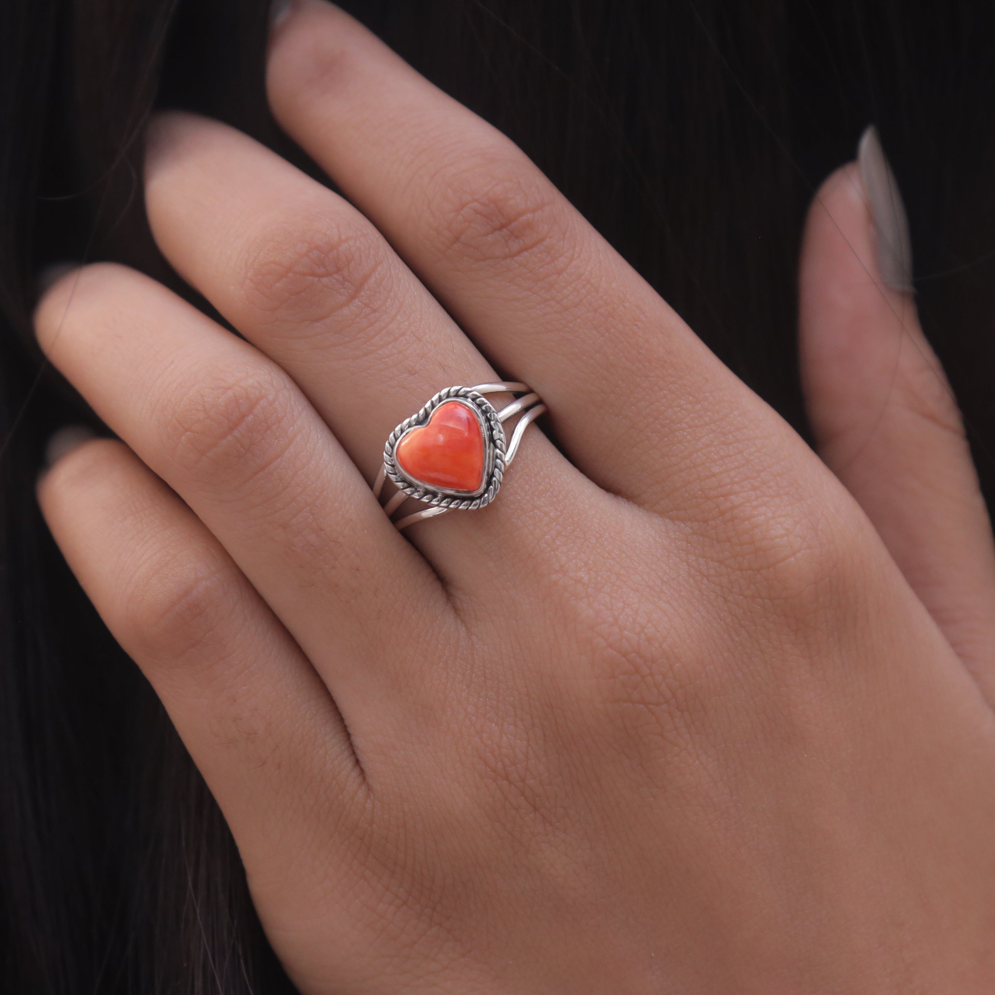 Sponge Coral Sterling Silver Ring