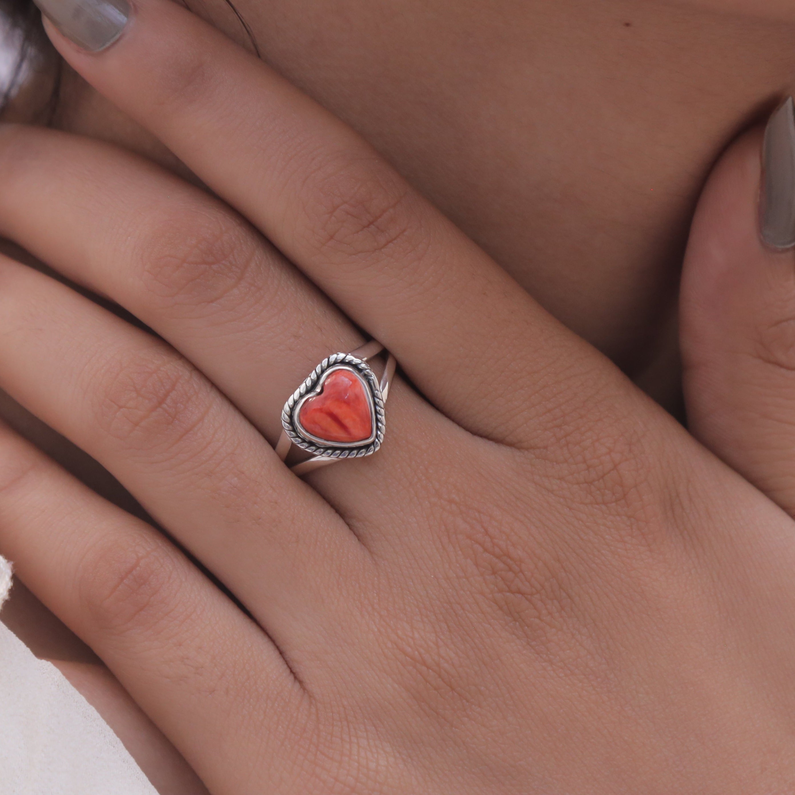 Sponge Coral Sterling Silver Ring