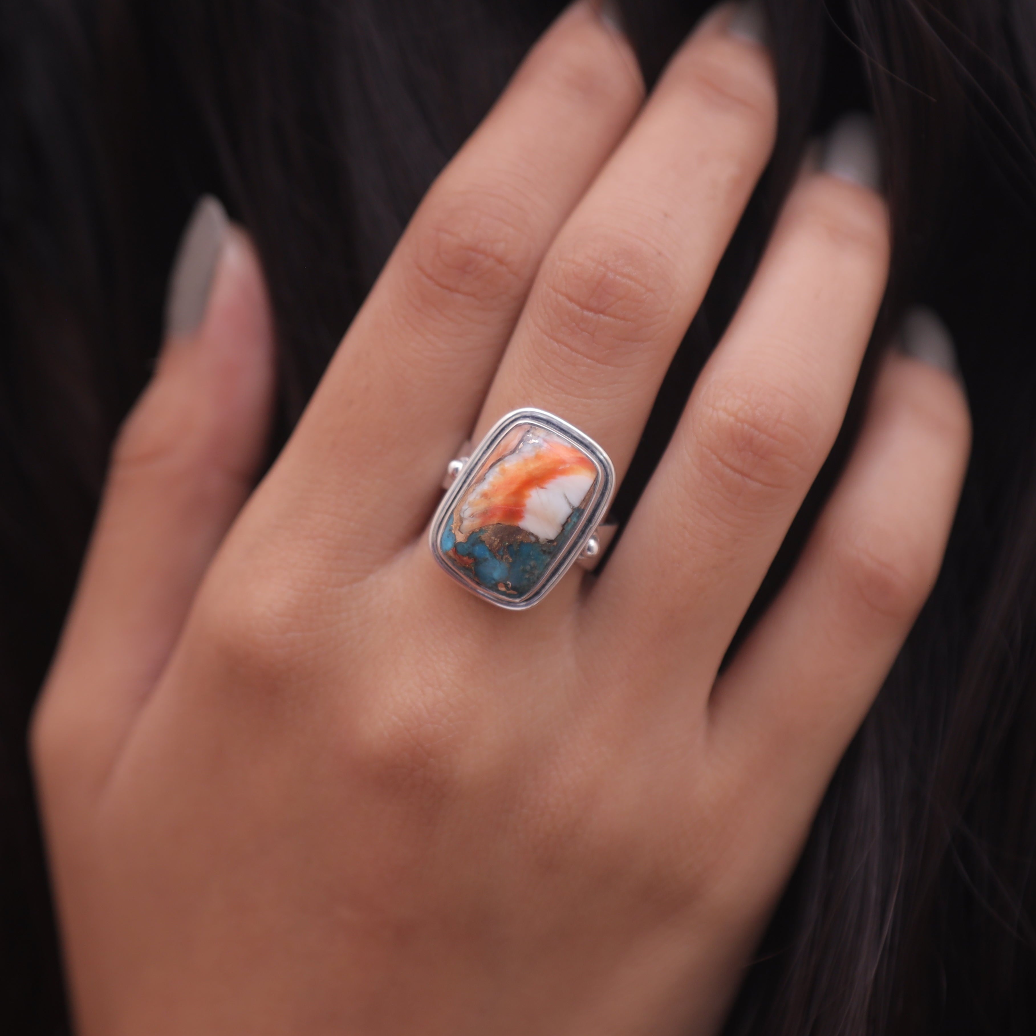 Oyster Turquoise Sterling Silver Ring