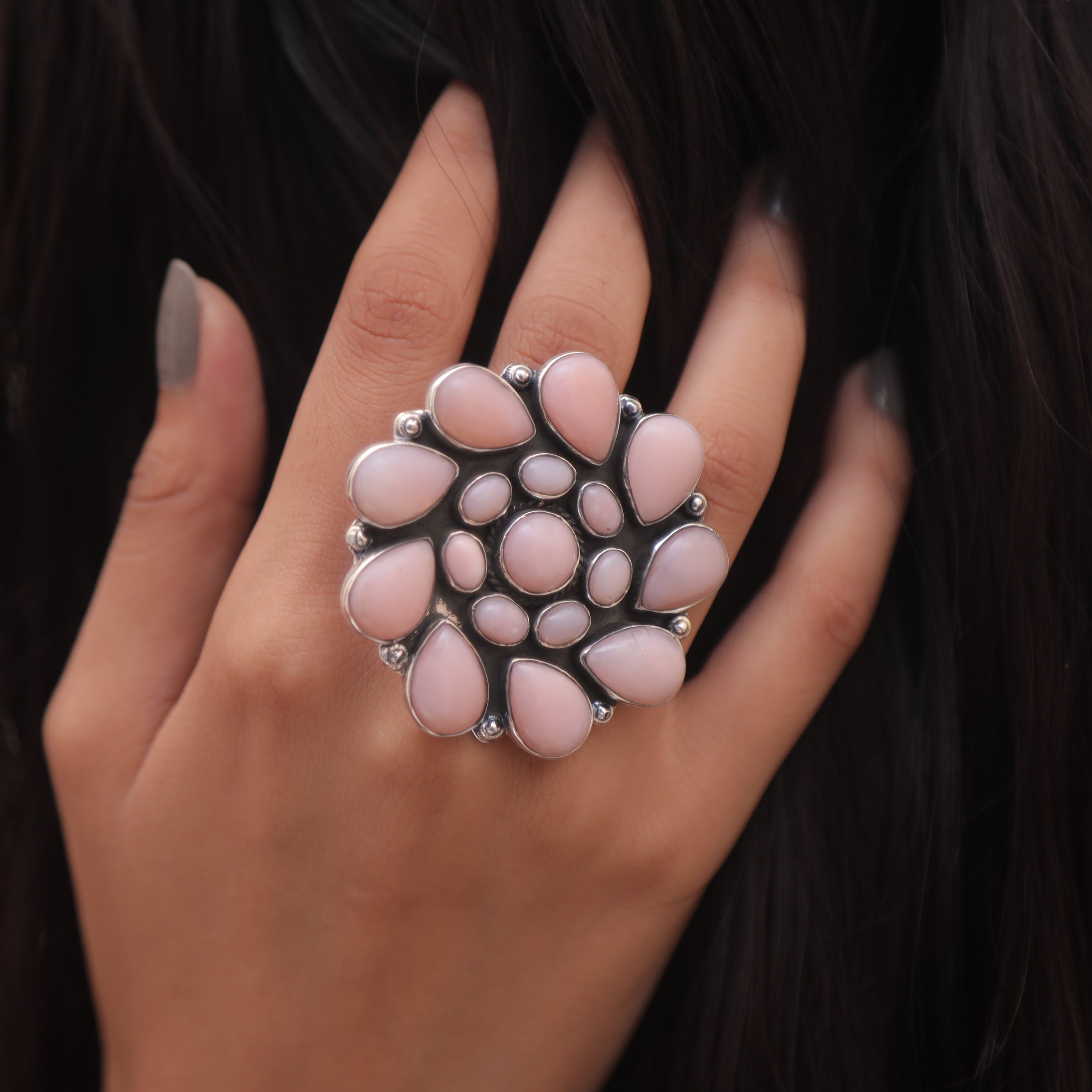 Pink Opal Sterling Silver Ring