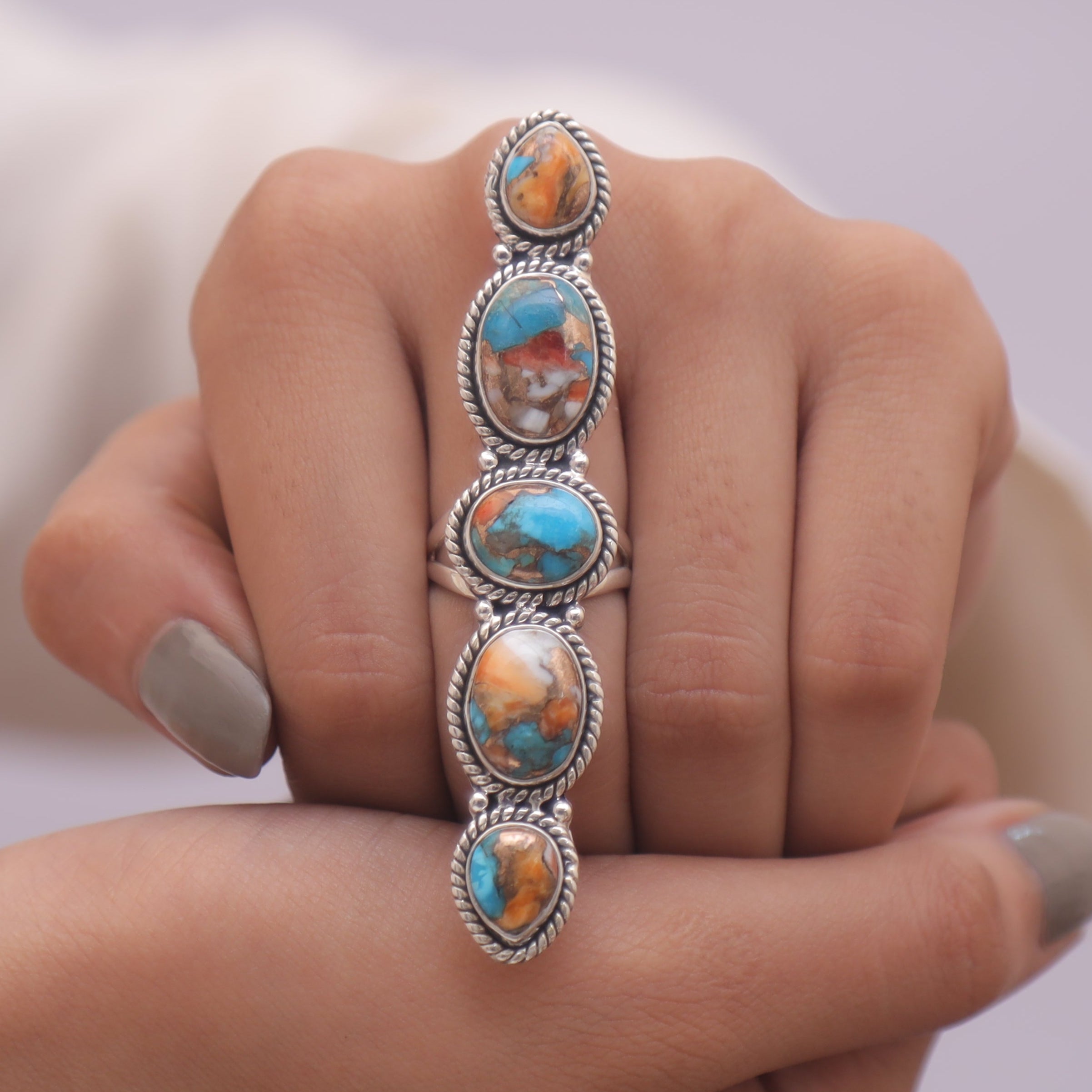 Oyster Turquoise Sterling Silver Ring
