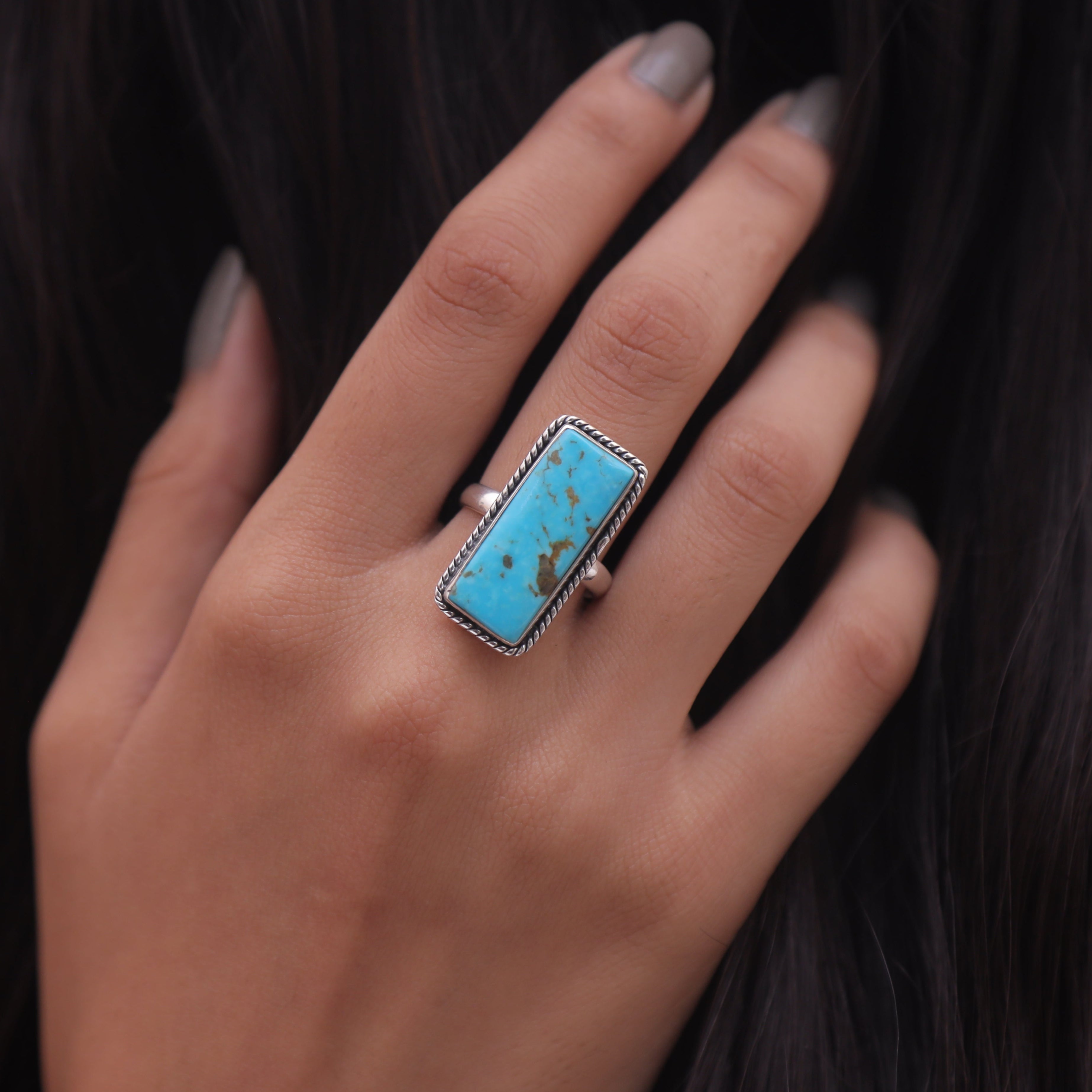 Arizona Turquoise Solid Silver Ring
