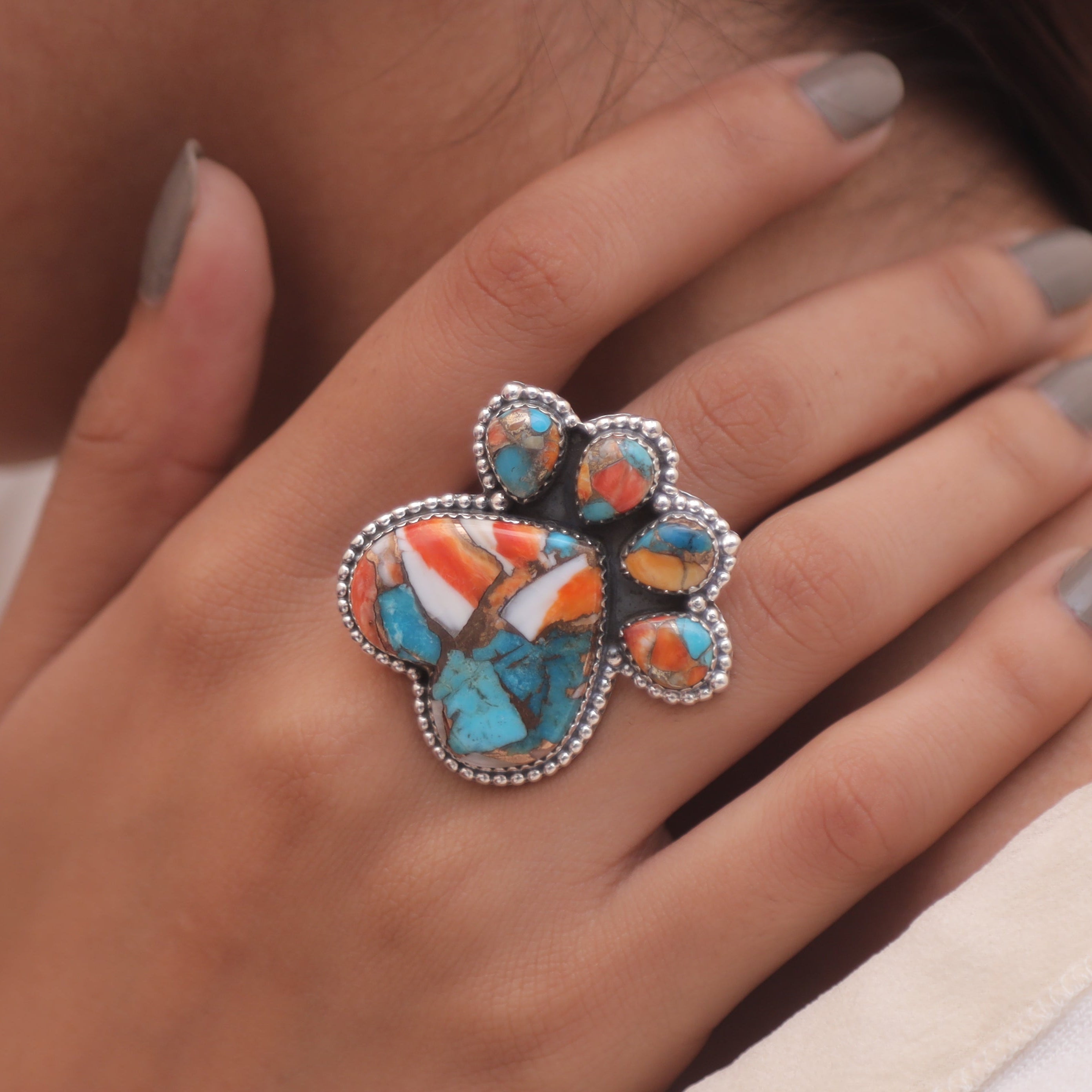Oyster Turquoise Sterling Silver Ring