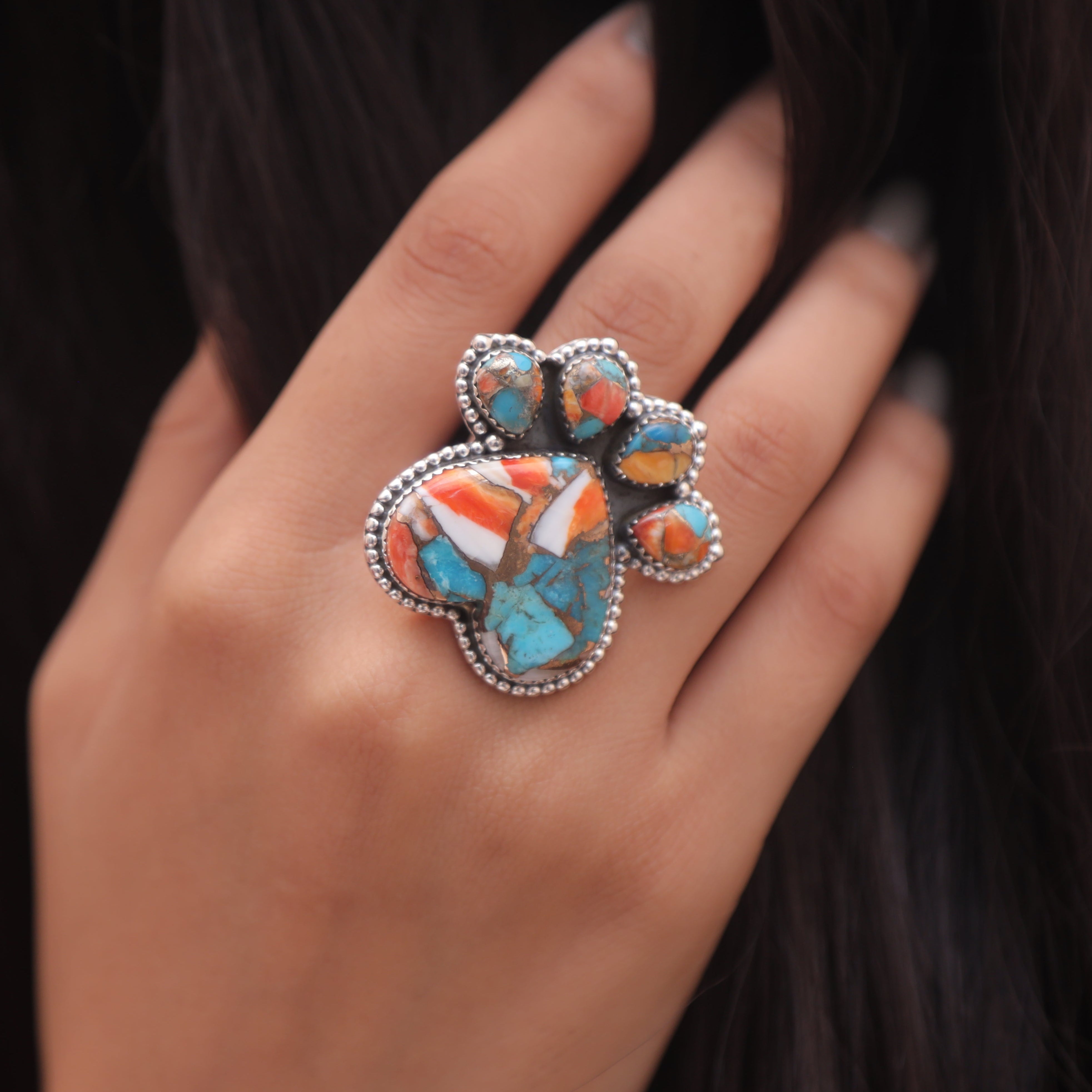 Oyster Turquoise Sterling Silver Ring