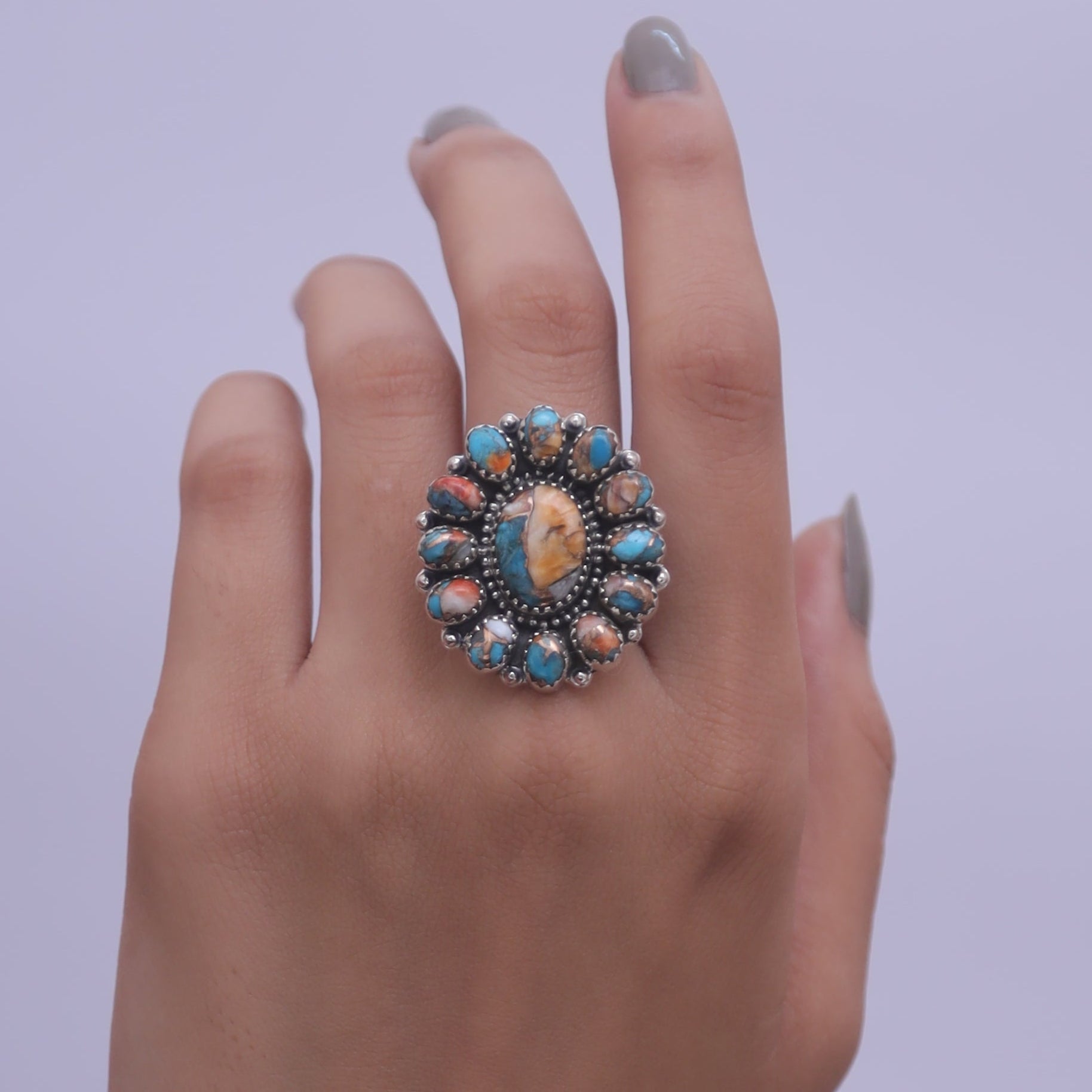 Oyster Turquoise Sterling Silver Ring