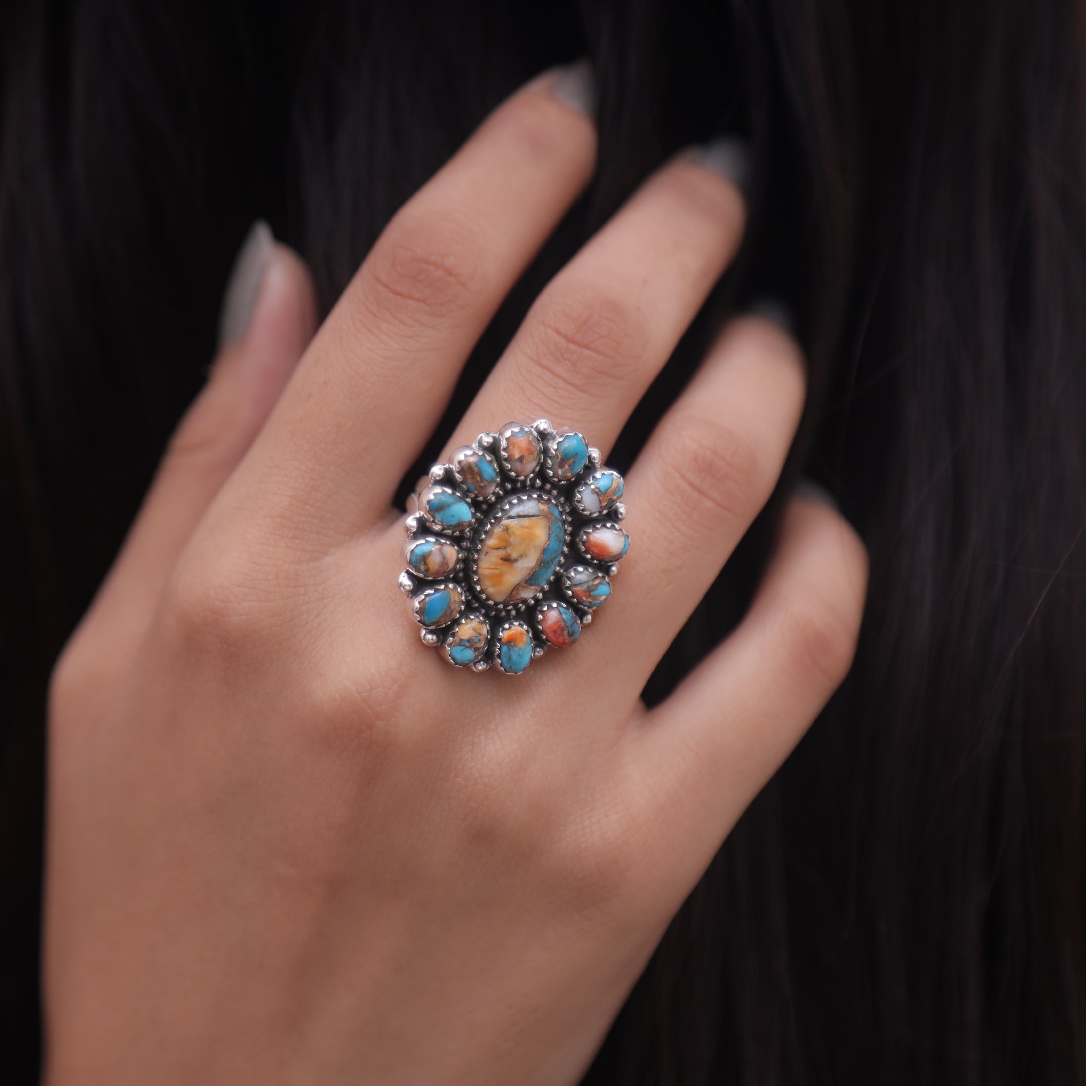 Oyster Turquoise Sterling Silver Ring