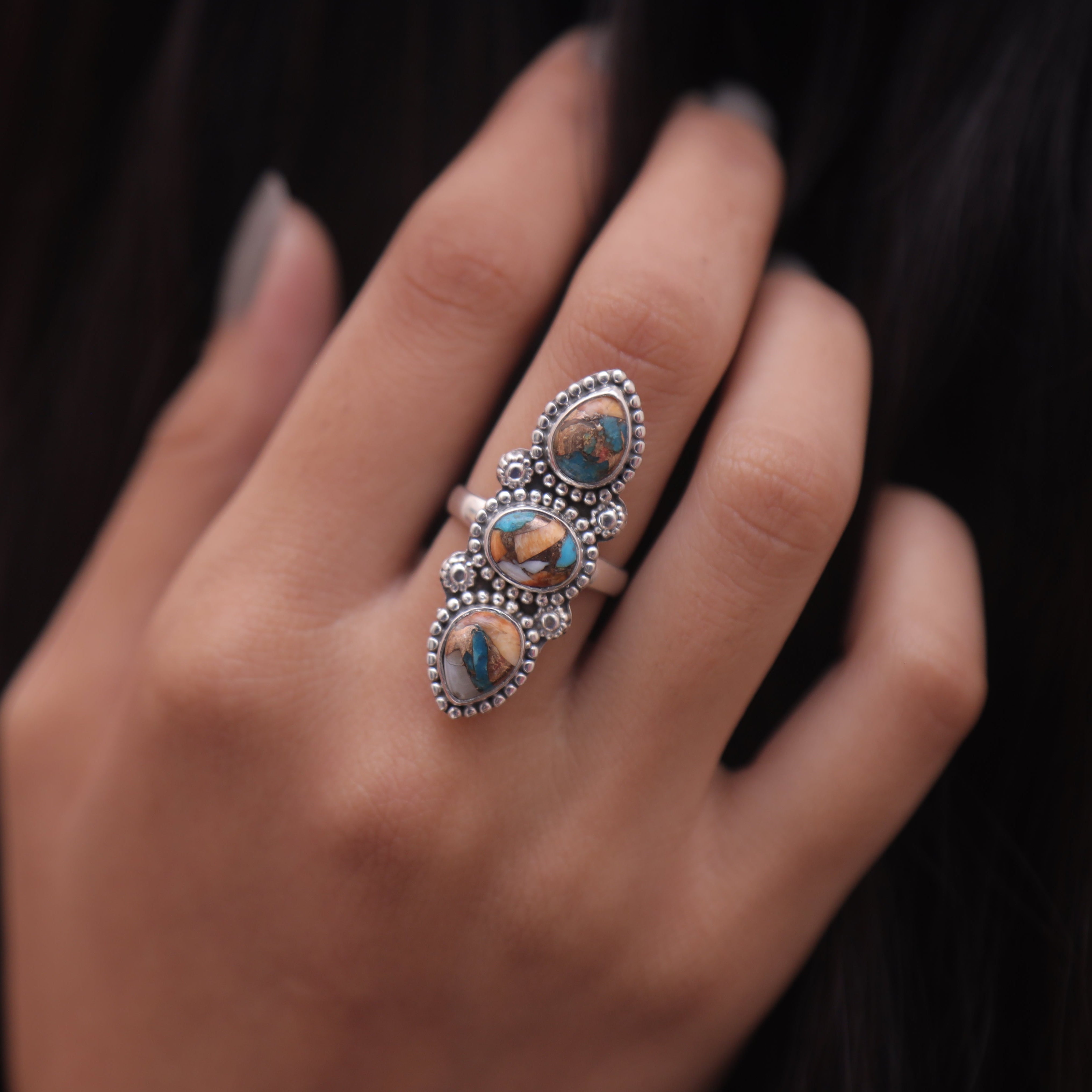 Oyster Turquoise Sterling Silver Ring