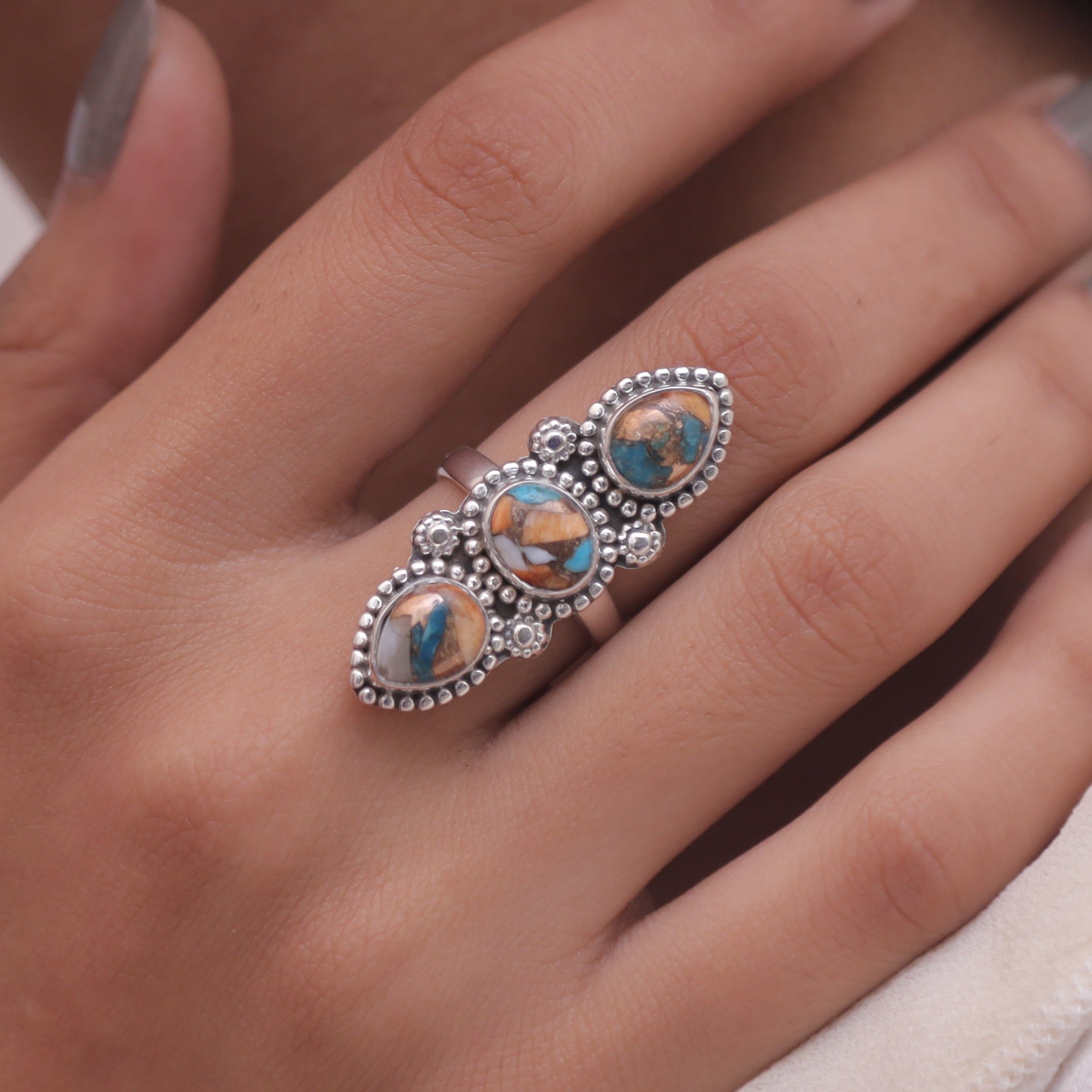 Oyster Turquoise Sterling Silver Ring