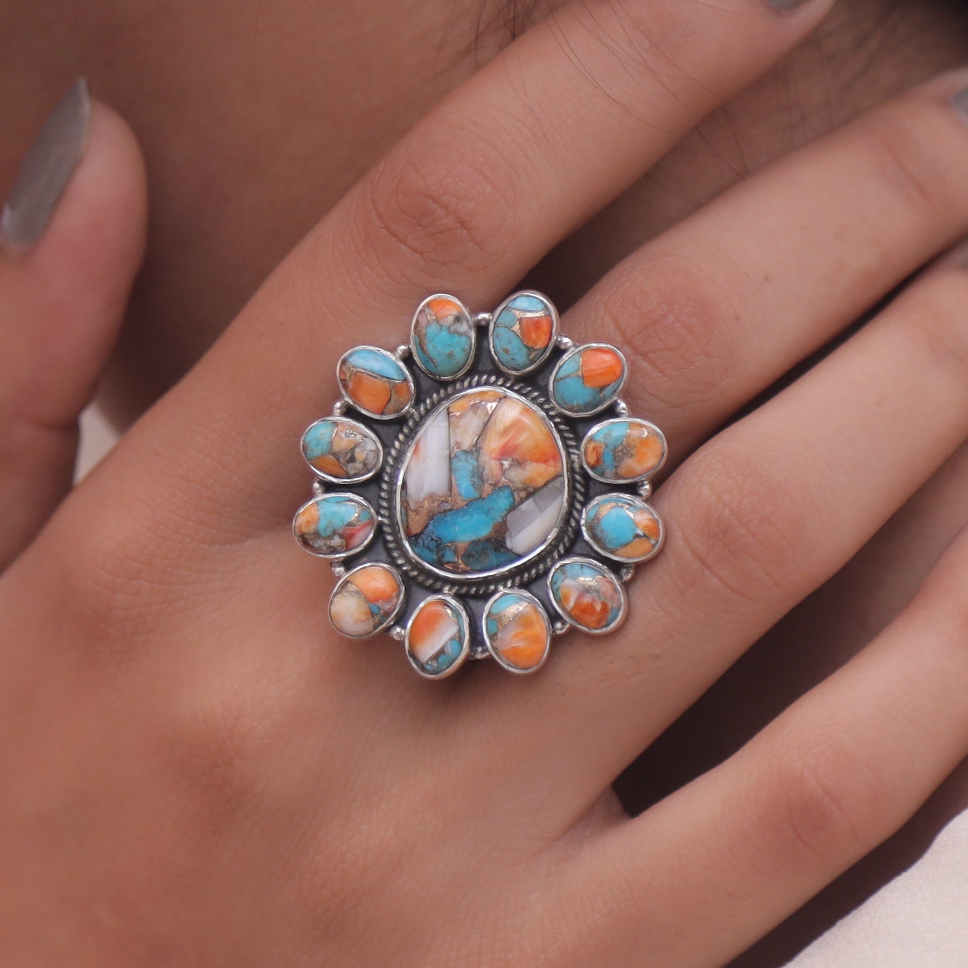Oyster Turquoise Sterling Silver Ring