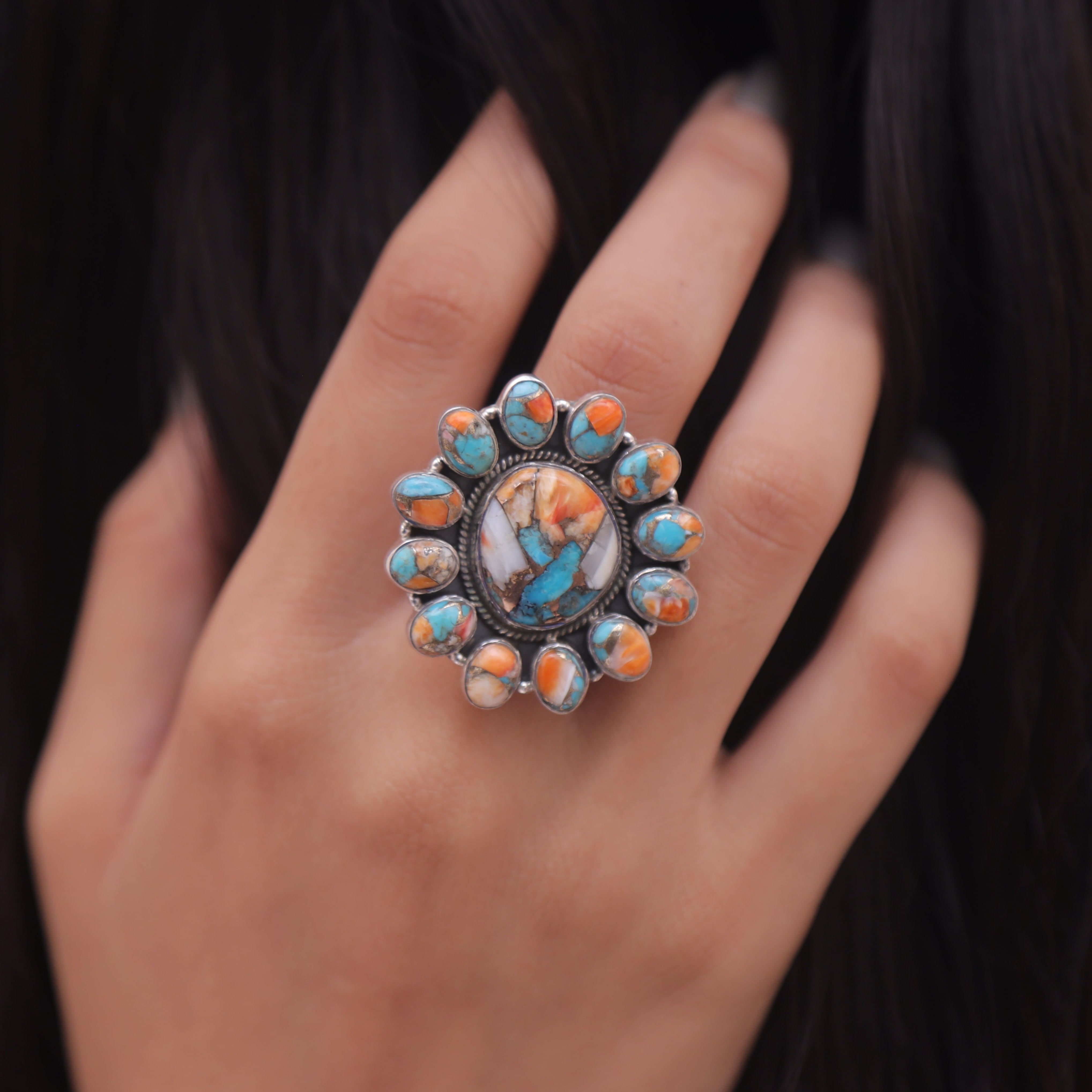 Oyster Turquoise Sterling Silver Ring
