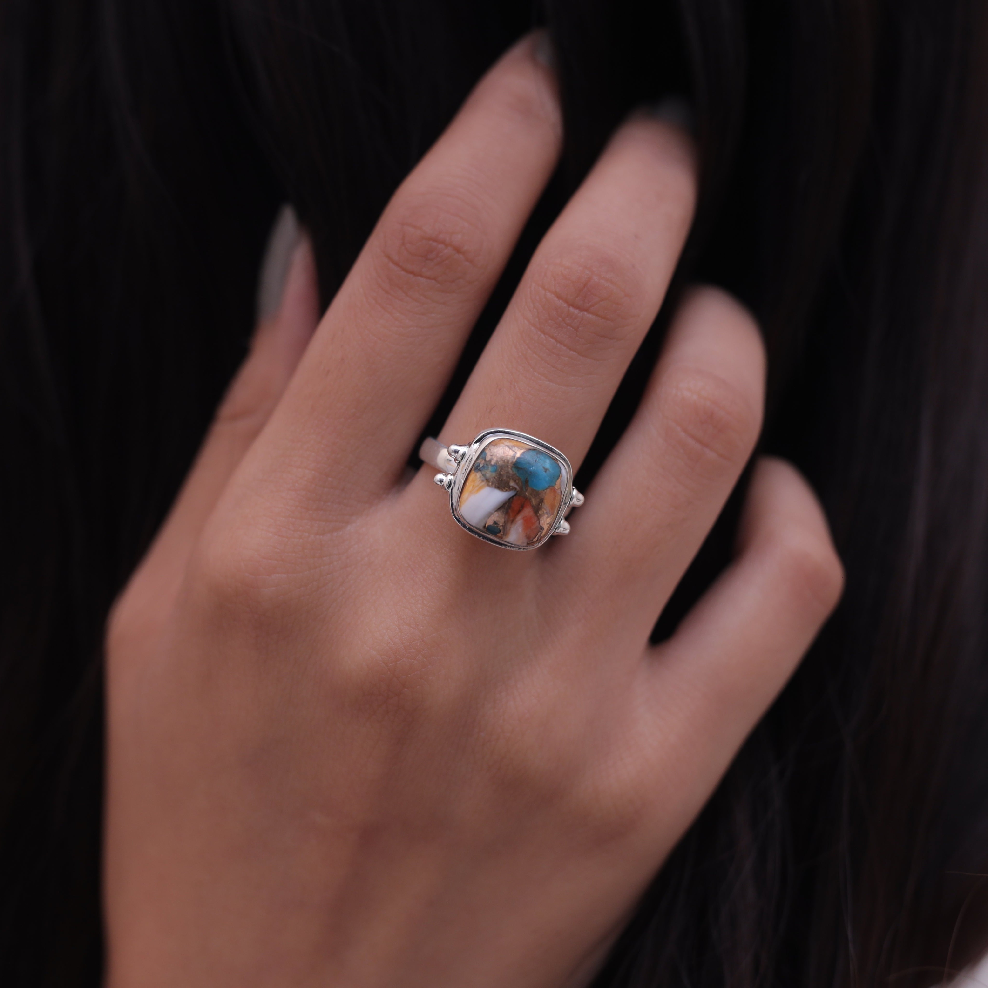 Oyster Turquoise Sterling Silver Ring