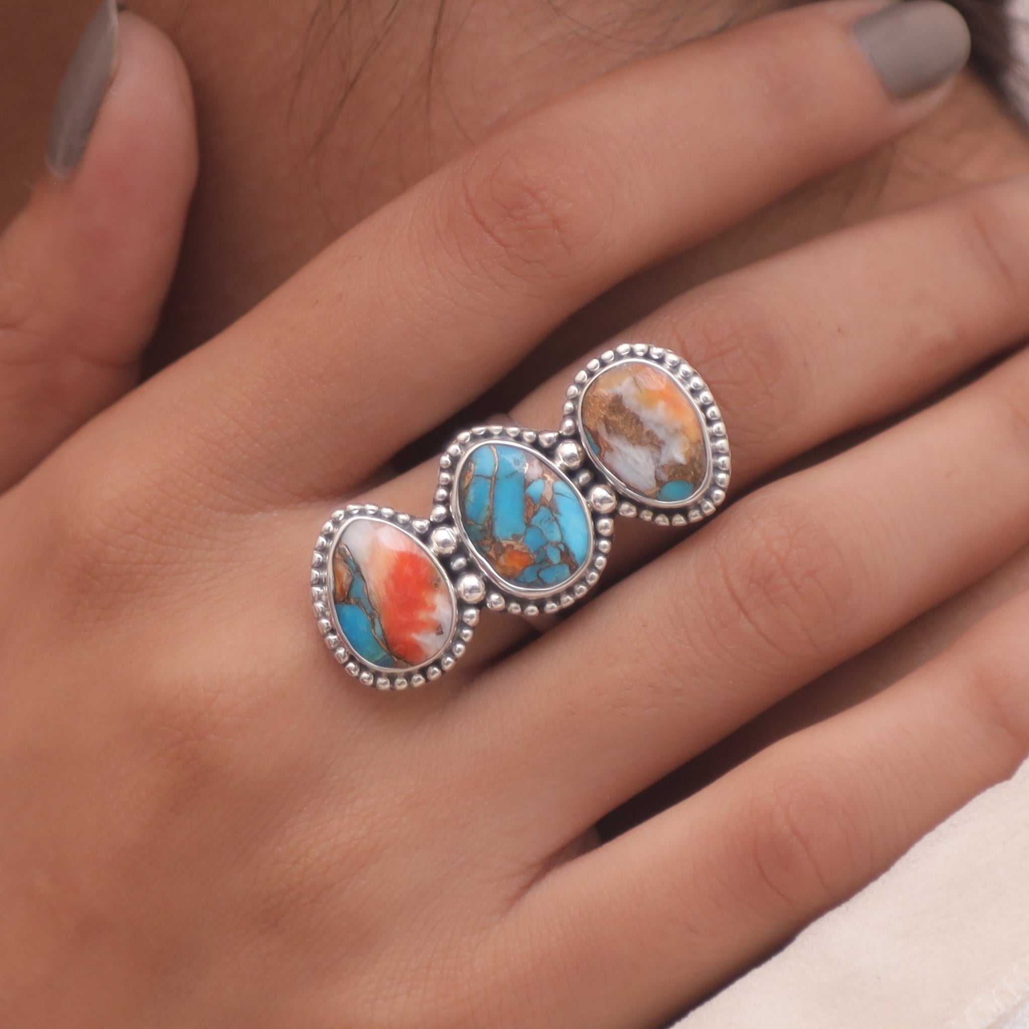 Oyster Turquoise Solid Silver Ring