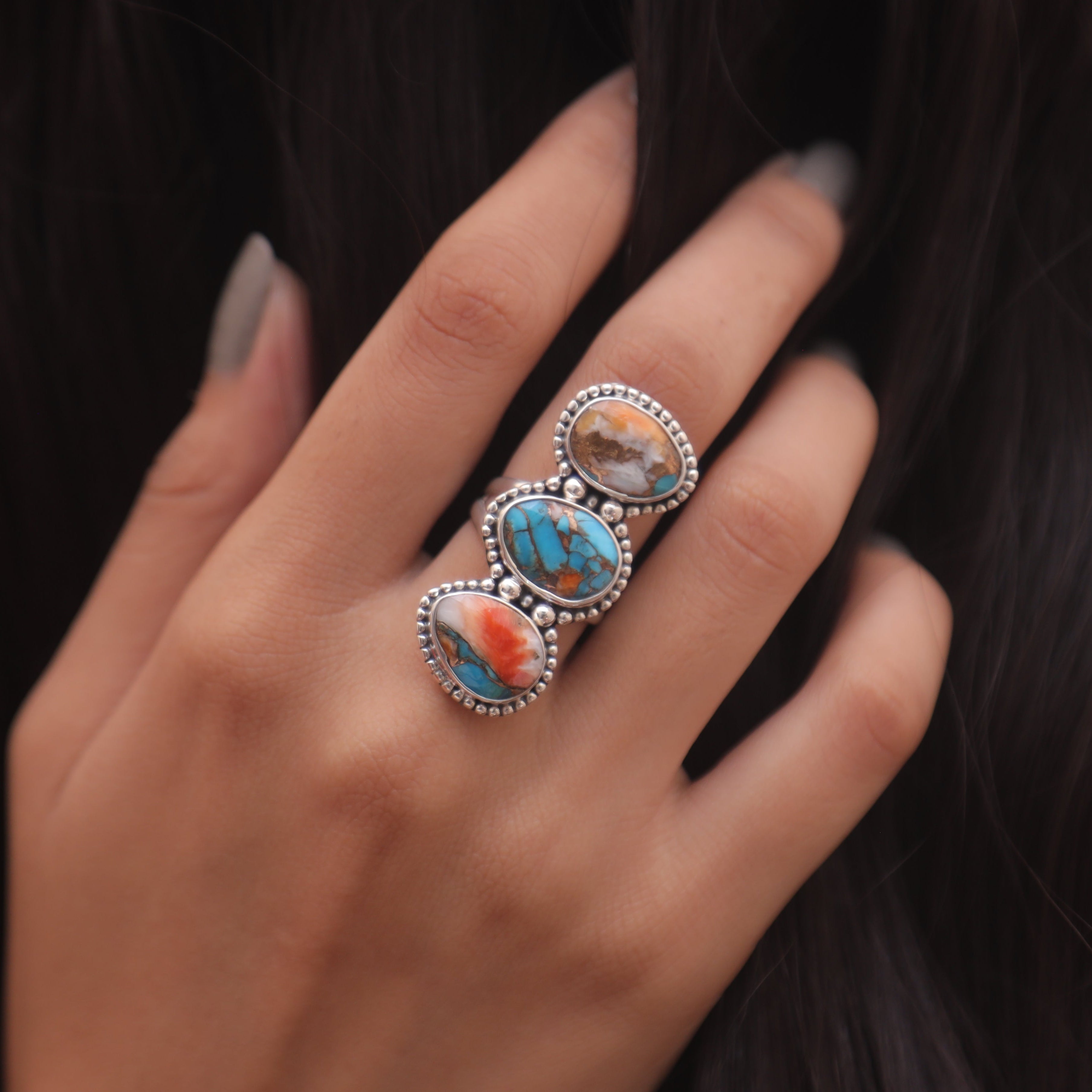 Oyster Turquoise Solid Silver Ring