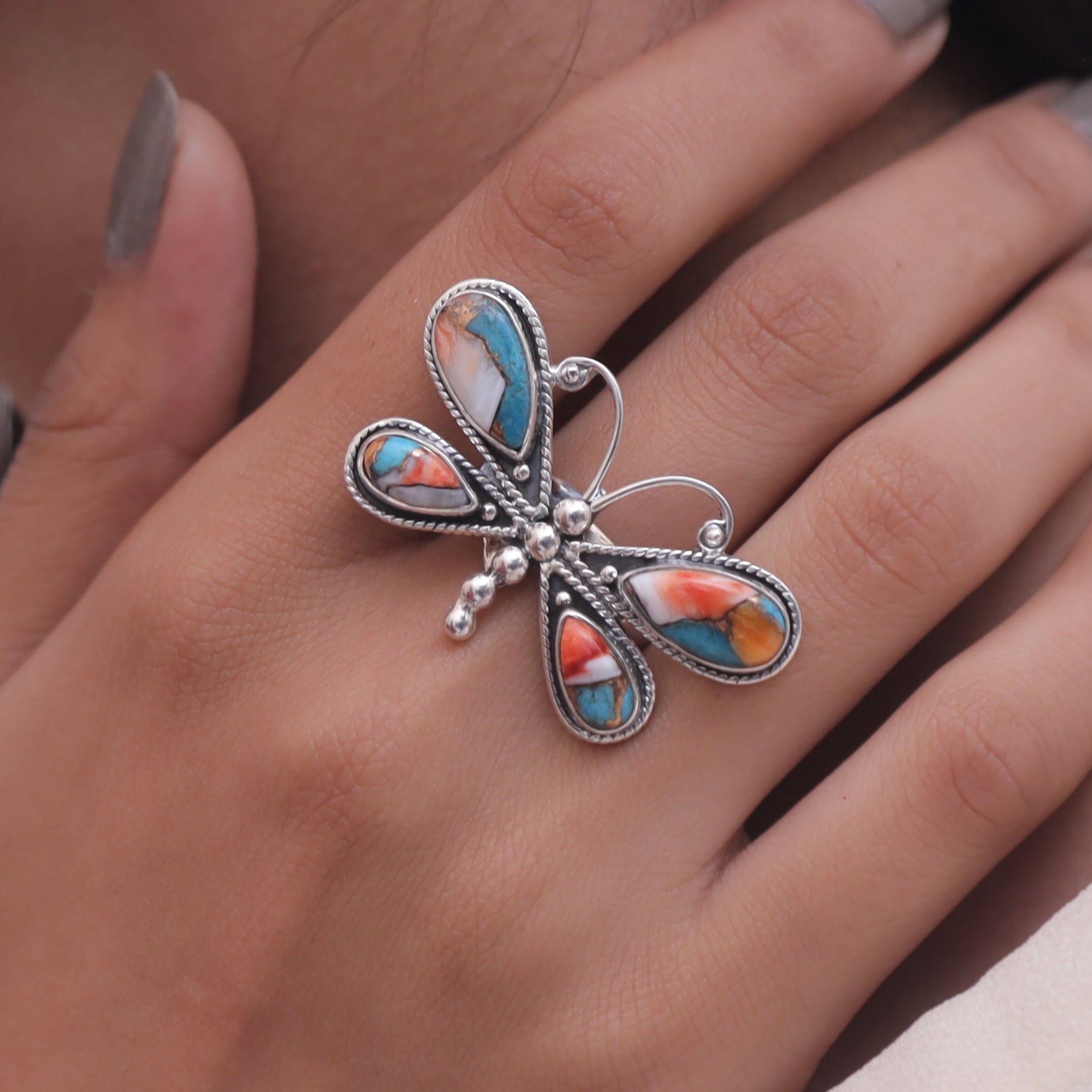 Oyster Turquoise Sterling Silver Ring