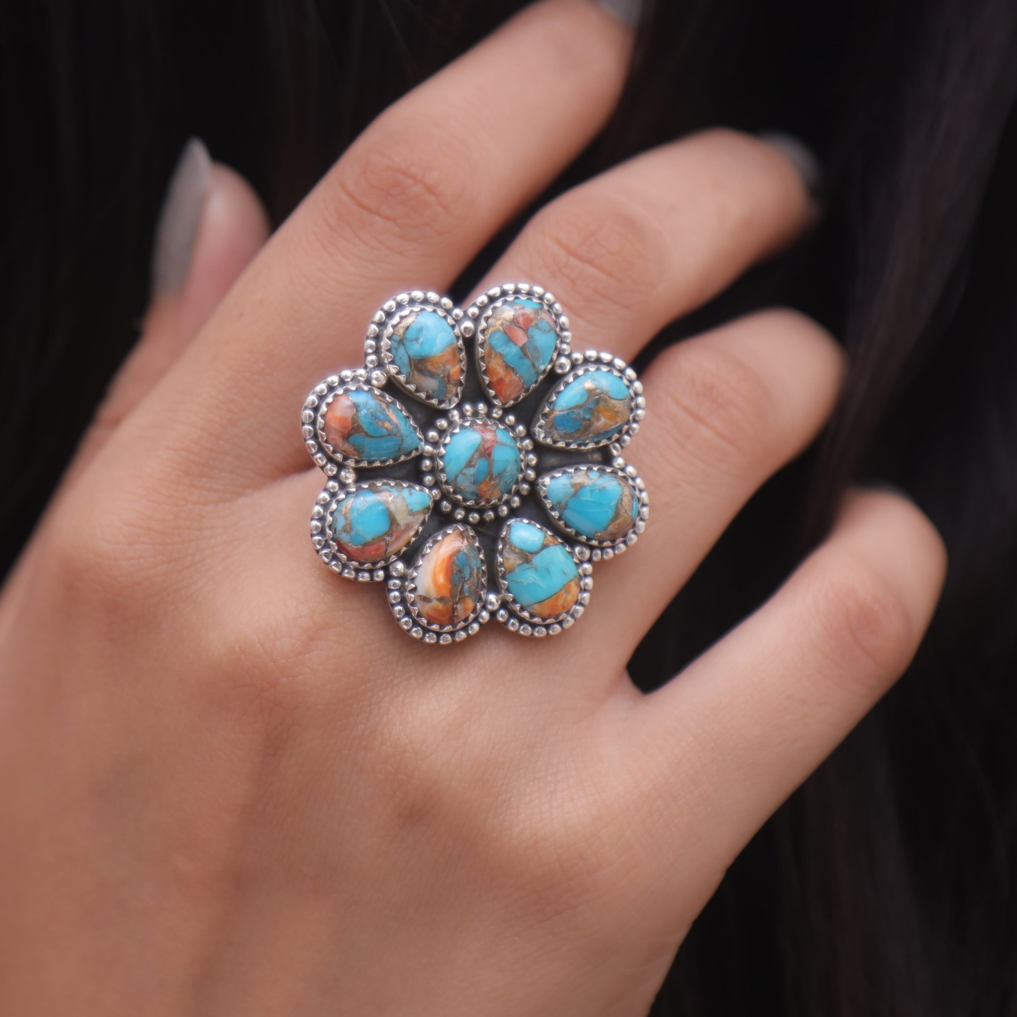 Oyster Turquoise Sterling Silver Ring