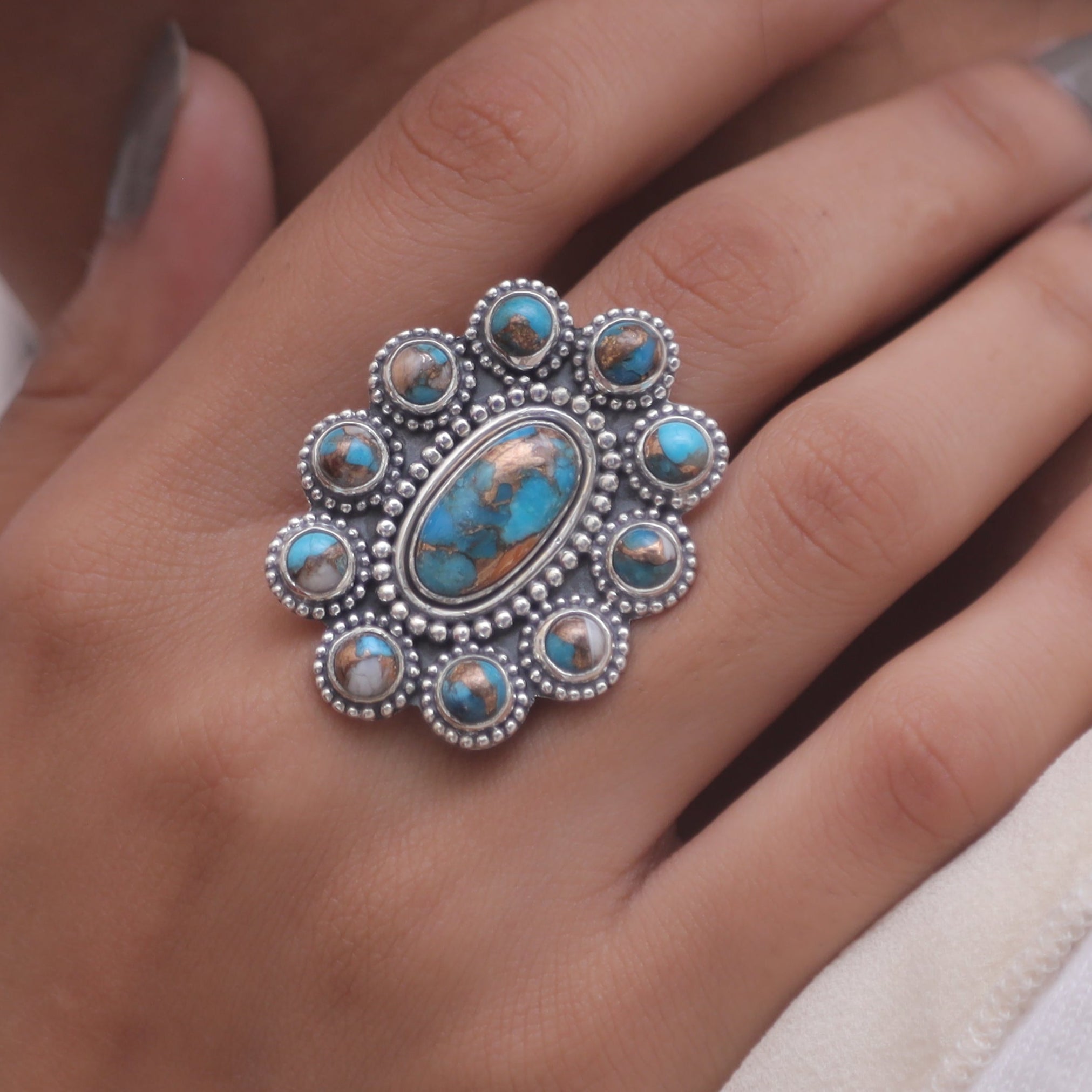 Blue Copper Turquoise Sterling Silver Ring
