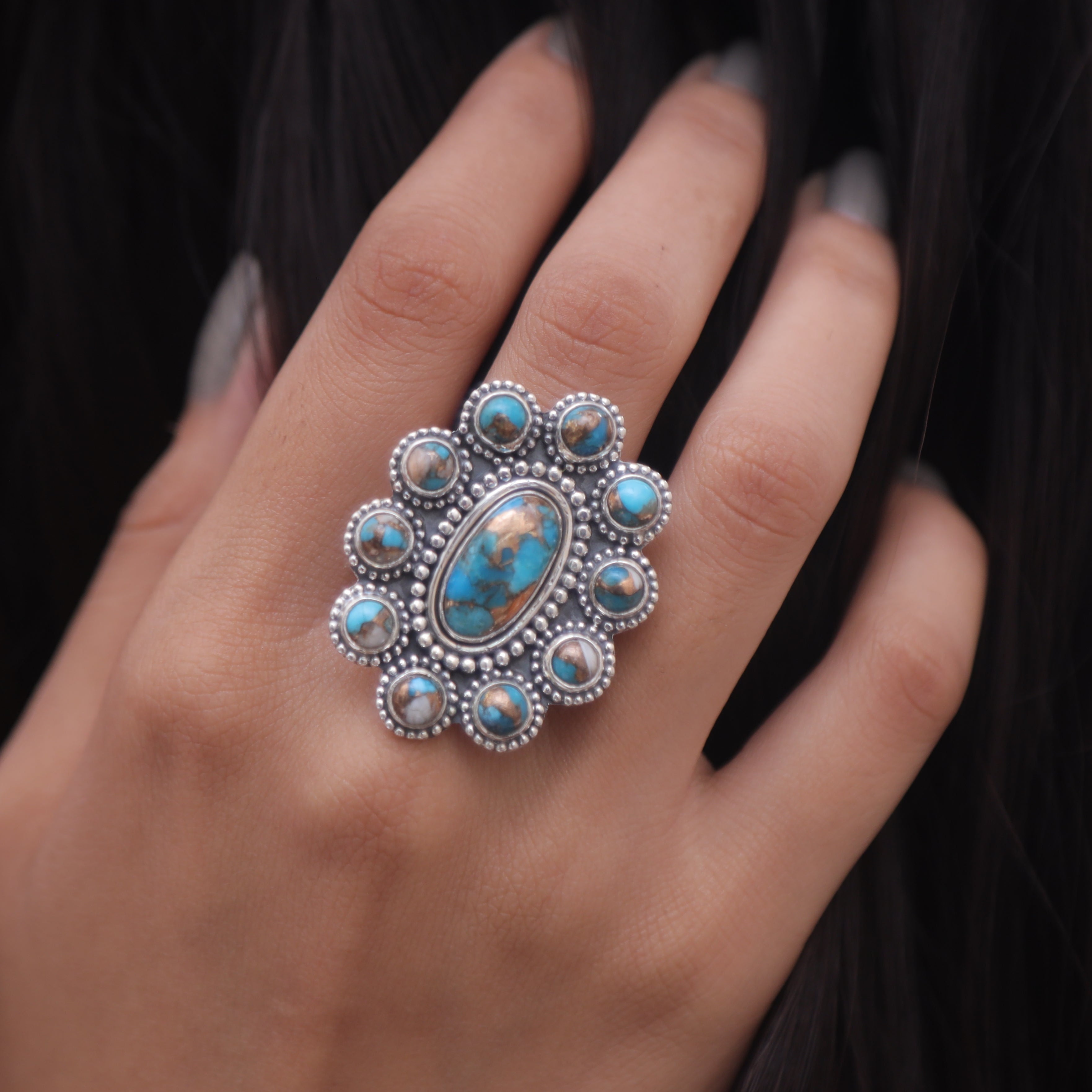 Blue Copper Turquoise Sterling Silver Ring